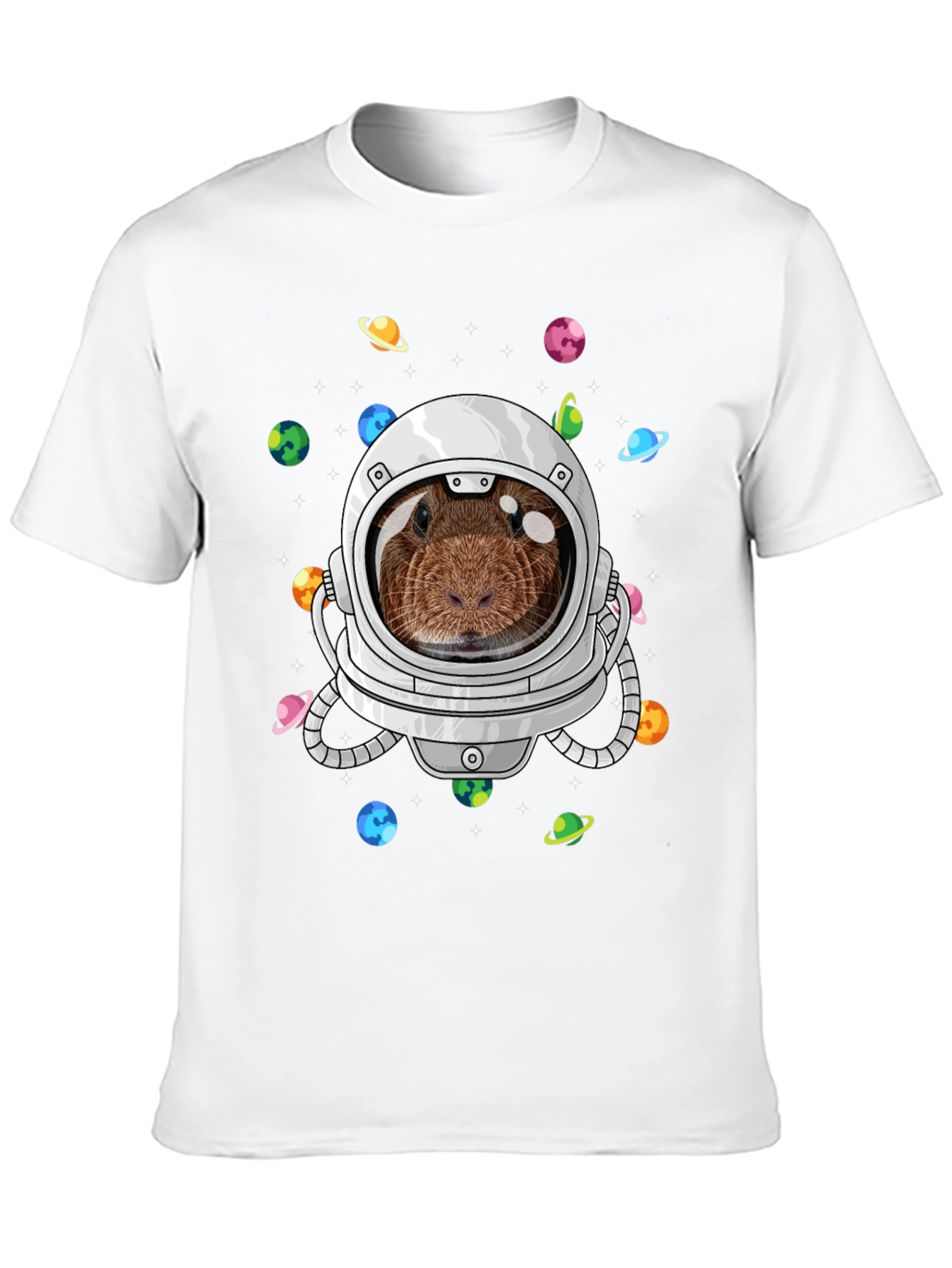 Black Guinea Pig Astronaut T-Shirt Funny Space Tee view 10
