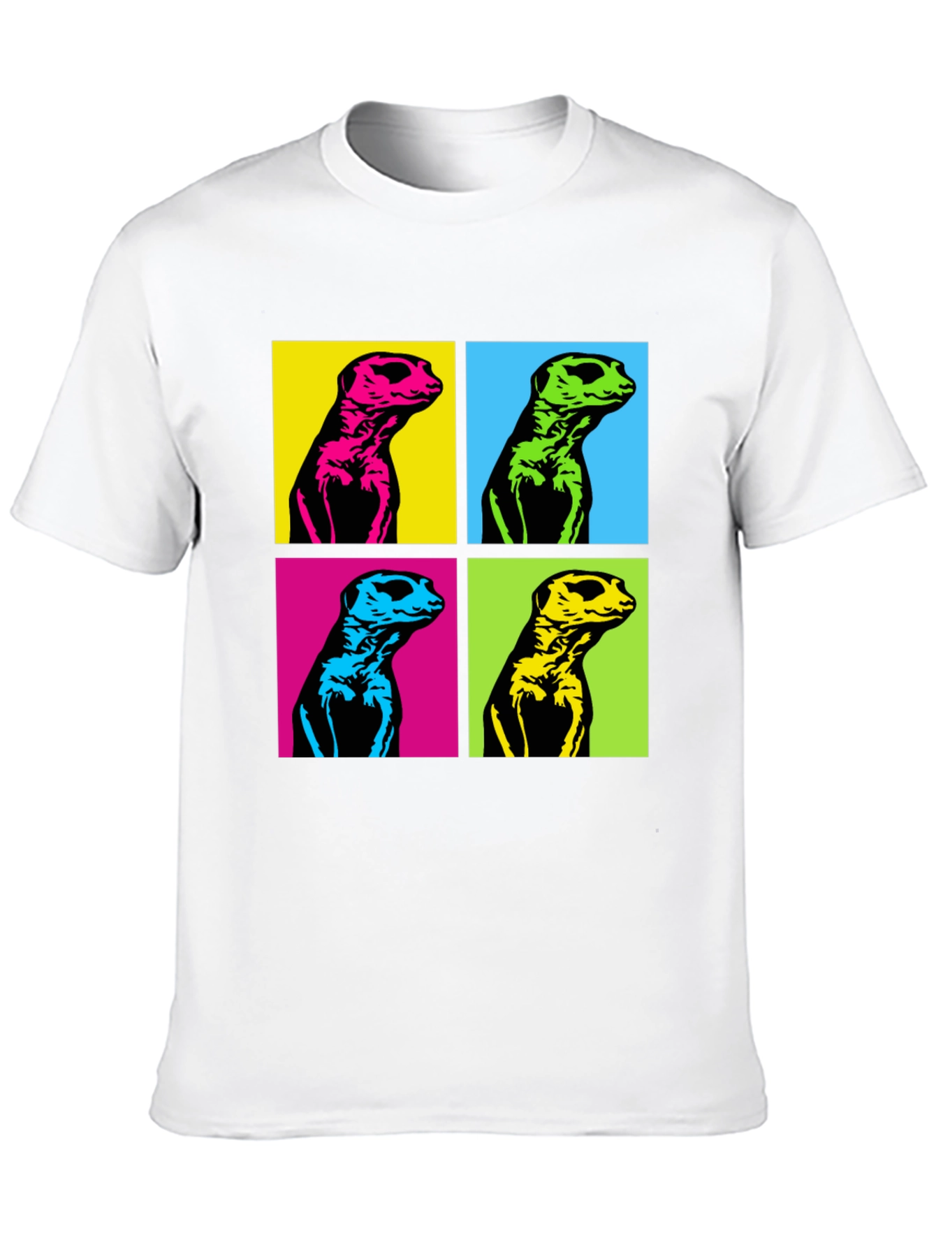 Black Pop Art Meerkat Graphic Tee - Unique Animal T-Shirt view 10