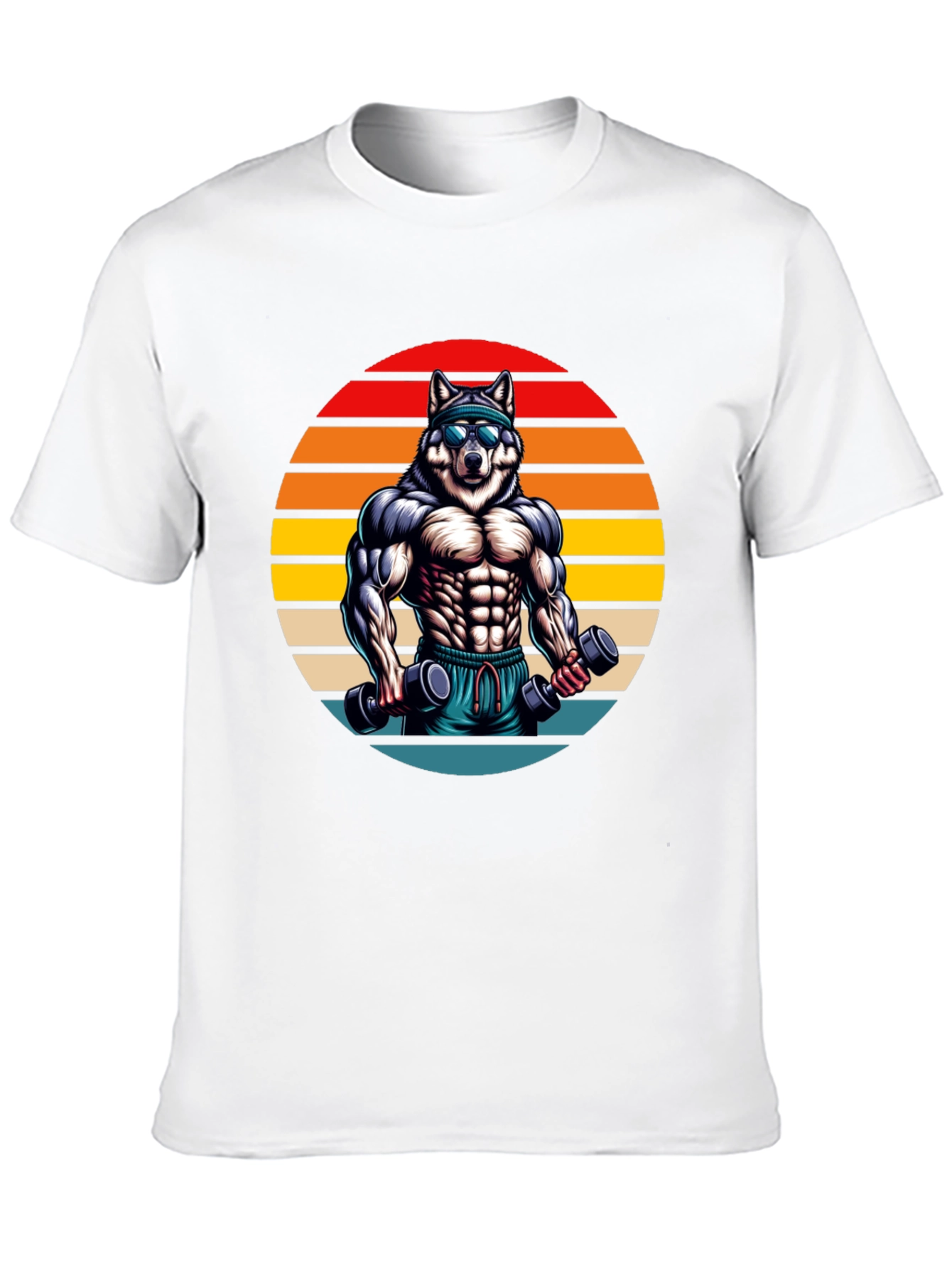 Black Wolf Gym T-Shirt - Retro Fitness Design view 10