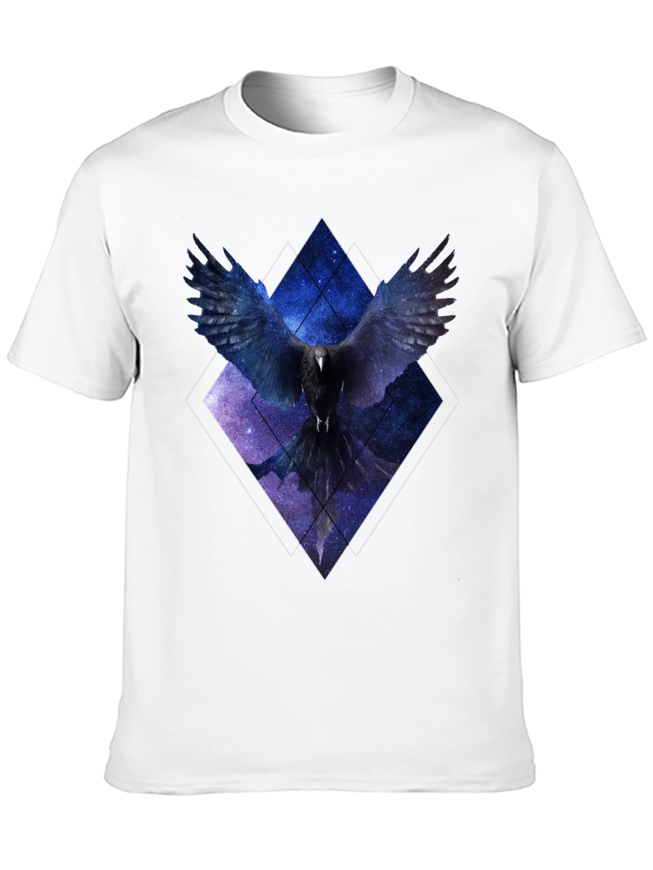 Black Cosmic Raven Graphic Tee - Unisex Black T-Shirt view 10