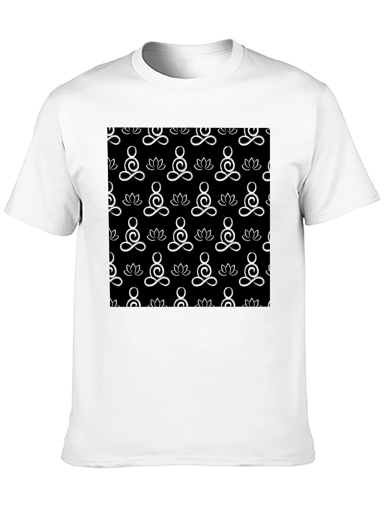 Black Black T-Shirt with Yoga Pattern view 10