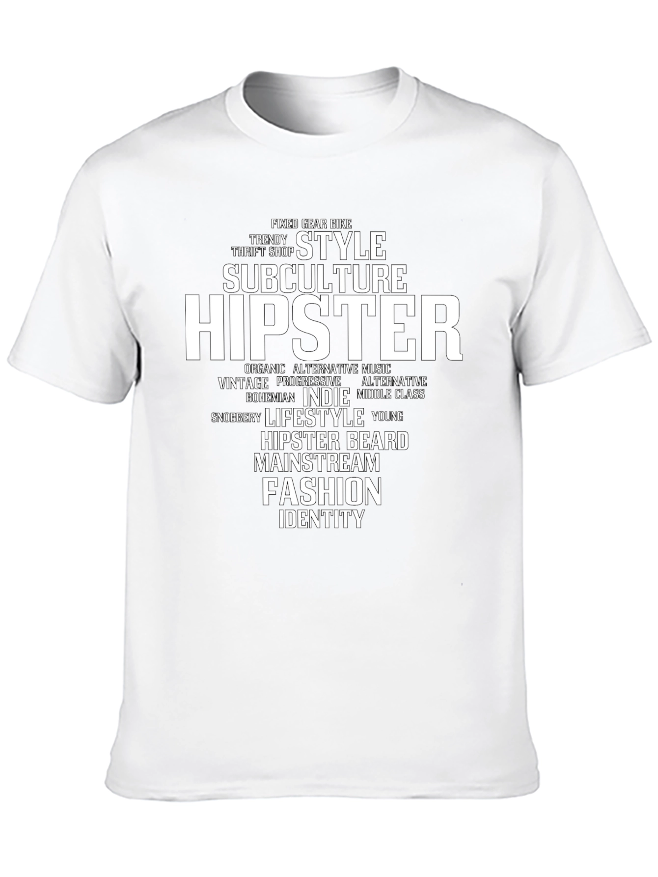 Black Hipster Word Cloud Graphic Tee view 10
