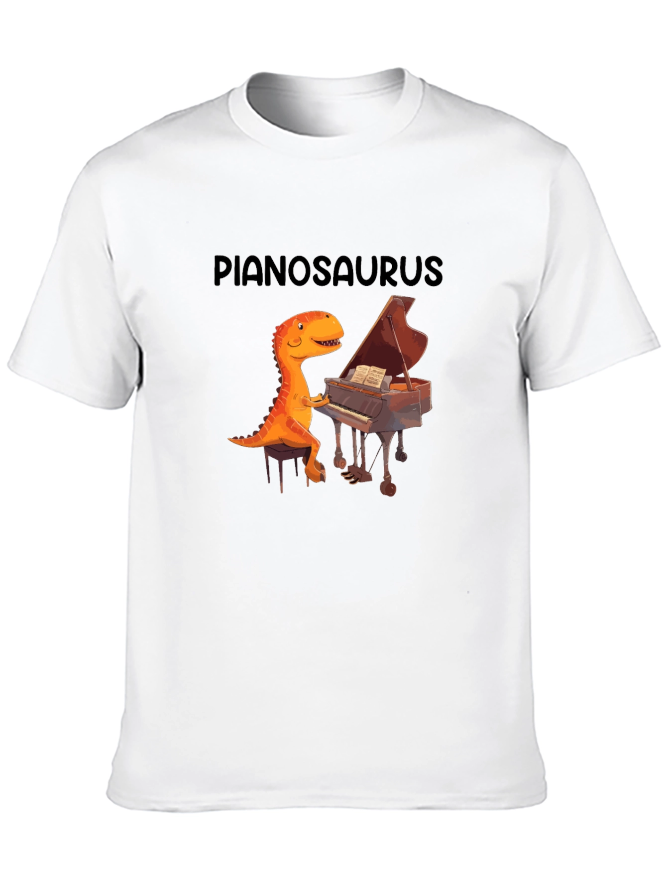 Black Pianosaurus Graphic Tee - Dino Piano Player Shirt view 10