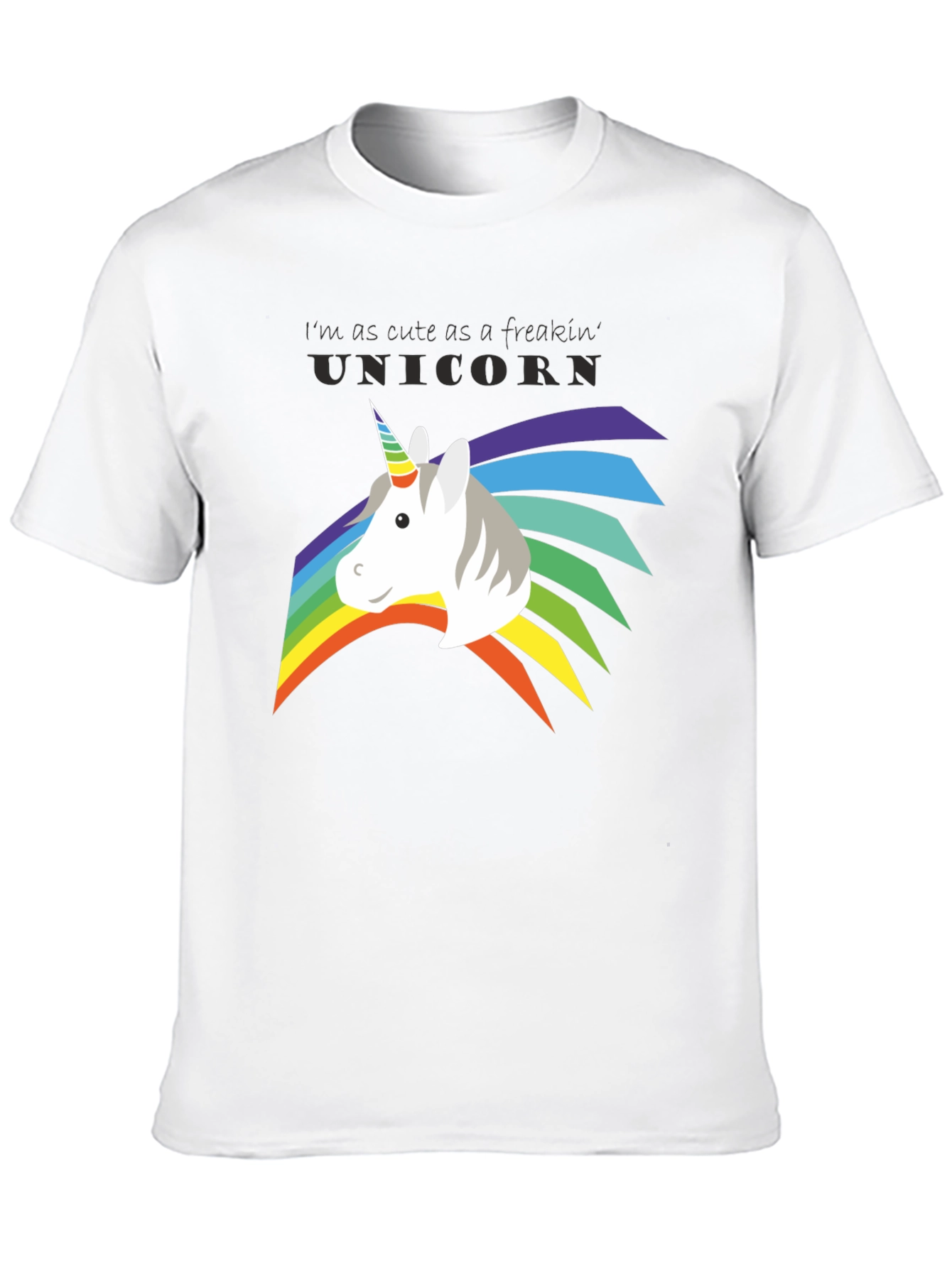 Black Cute Unicorn Freakin' Unicorn Rainbow T-Shirt view 10