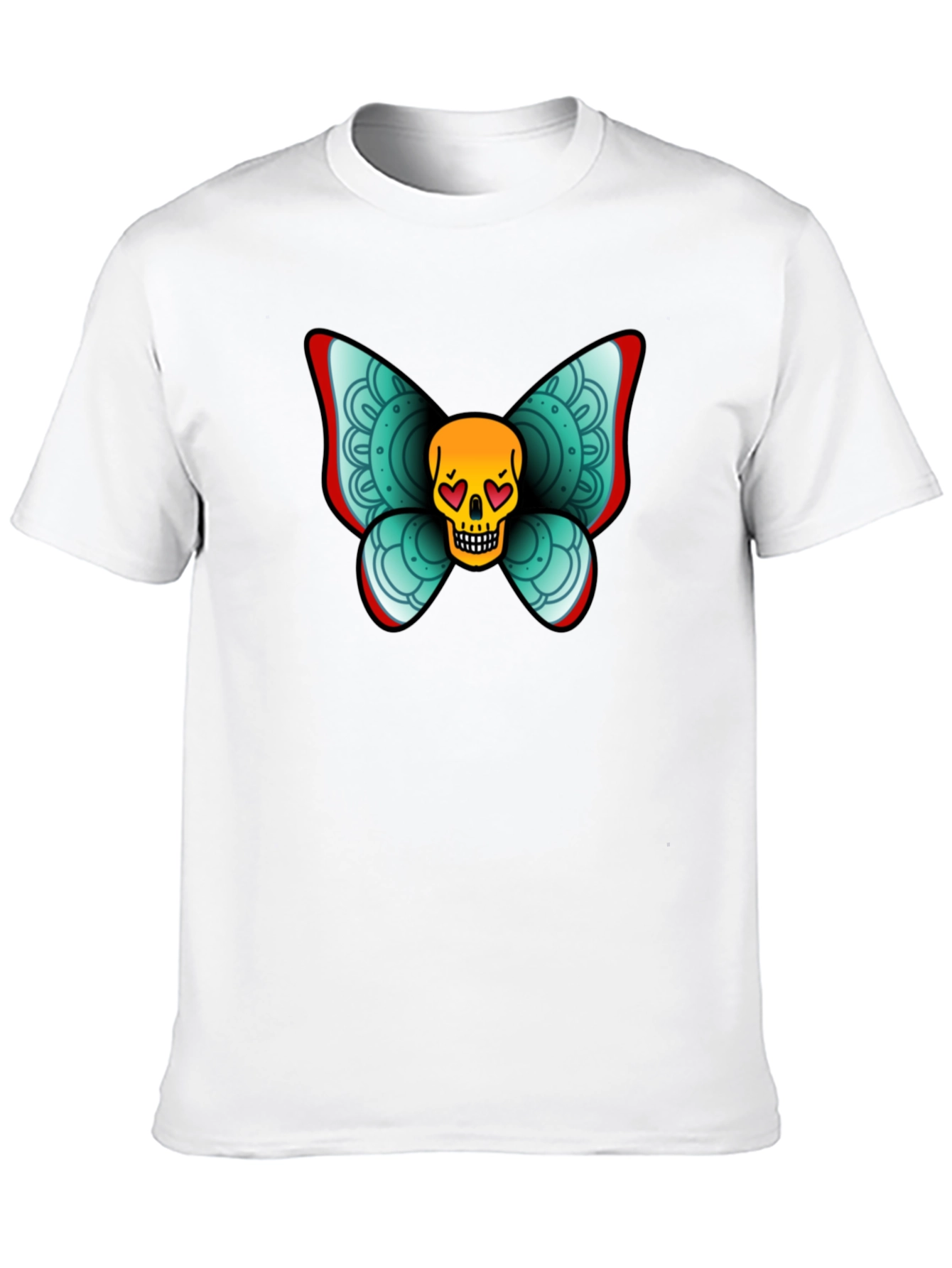Black Skull Butterfly Graphic Tee - Black Cotton T-Shirt view 10