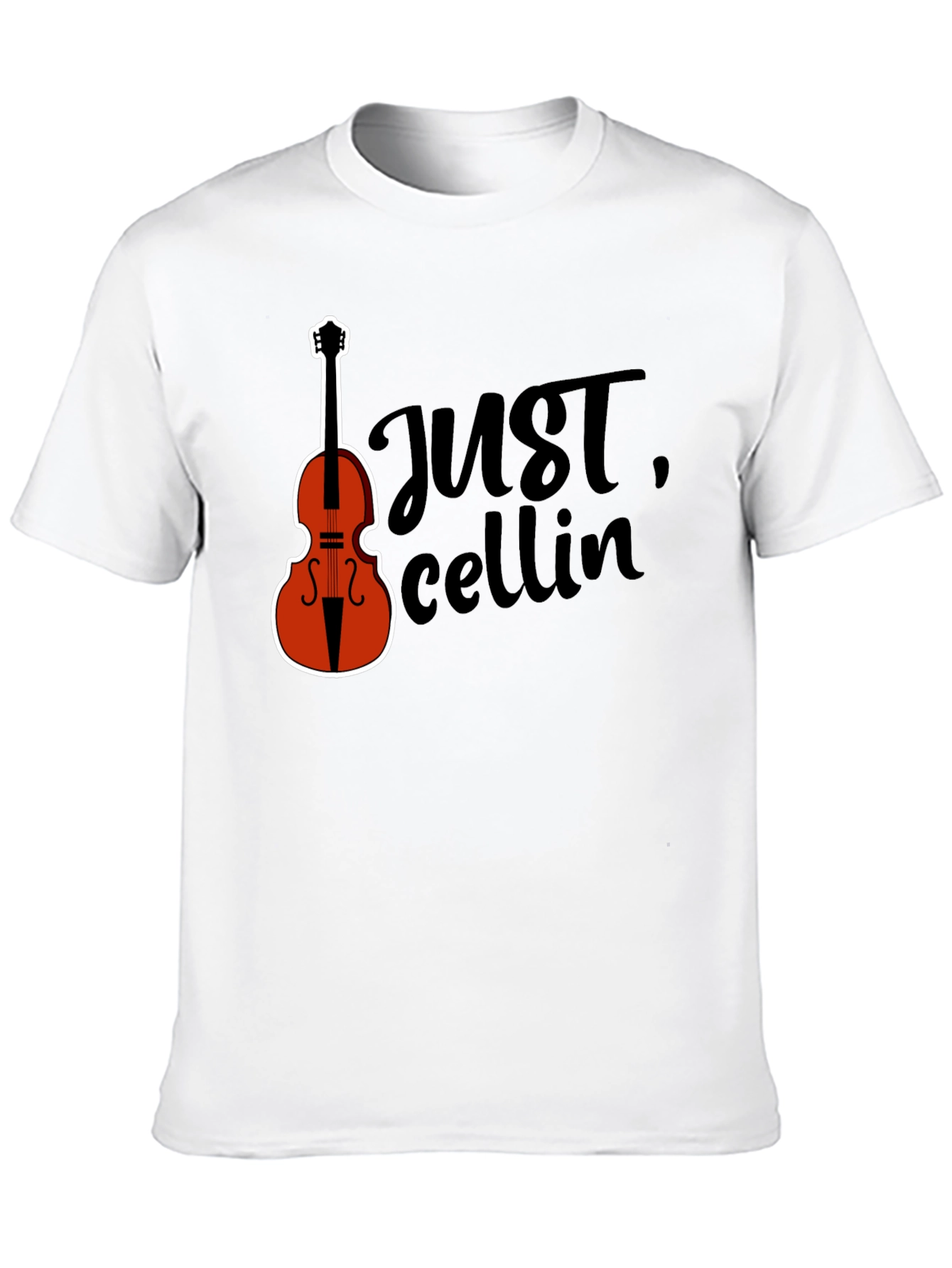 Black Just Cellin' Black T-Shirt with Cello Graphic view 10