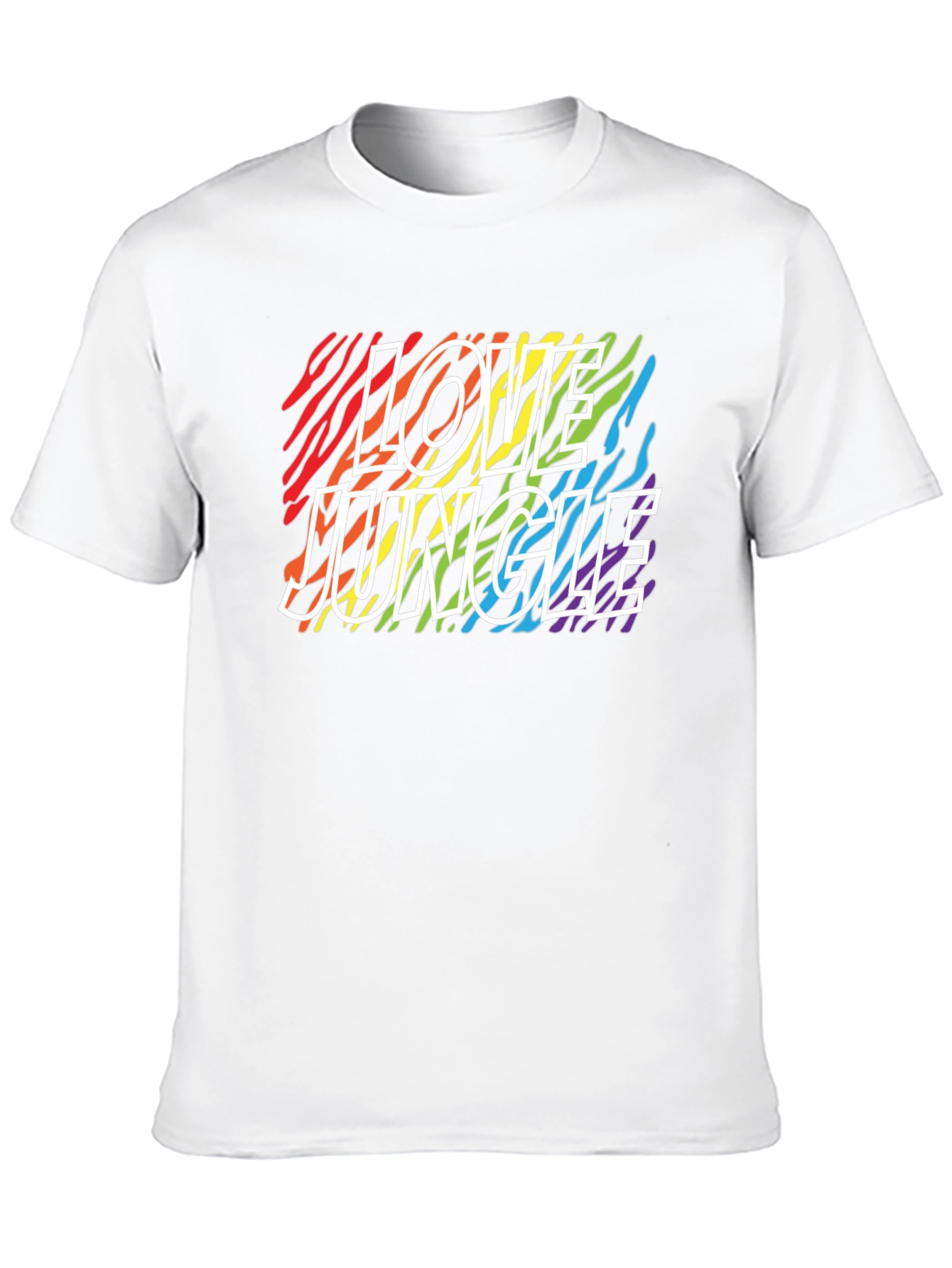 Black Love Jungle Rainbow Zebra Print Black T-Shirt view 10