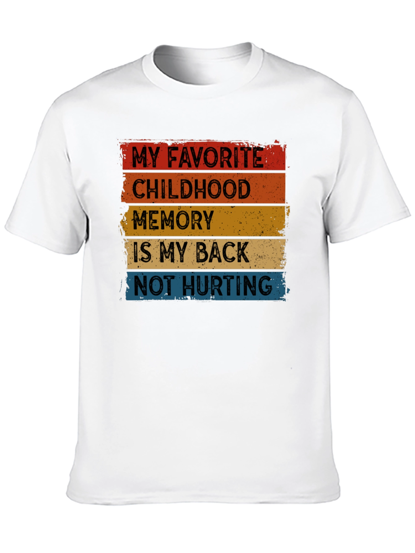 Black Funny Back Pain T-Shirt - "Childhood Memory" view 10