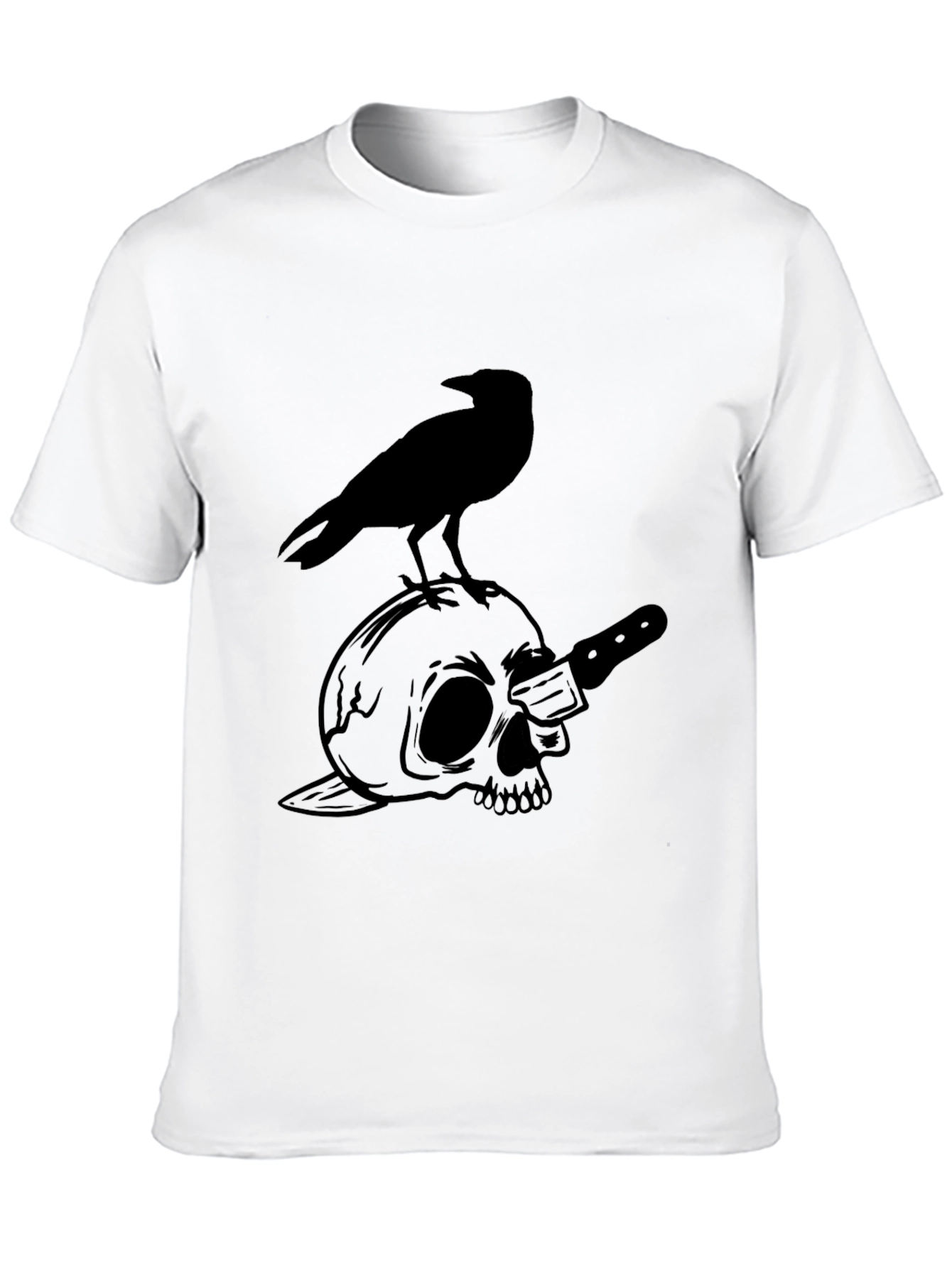 Raven Skull Tee - Goth Style Graphic T-Shirt - 10