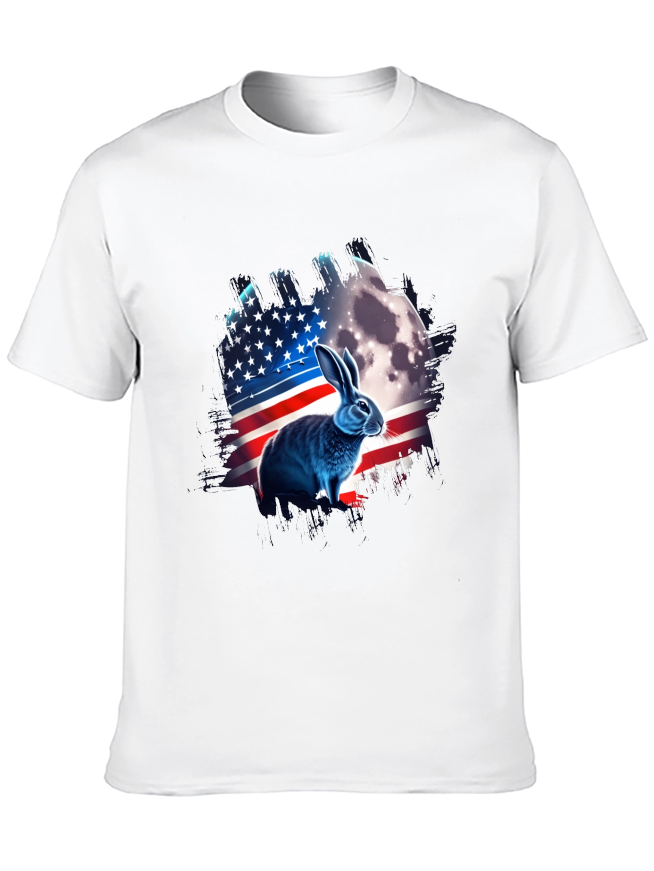 Black Patriotic Rabbit USA Flag T-Shirt view 10