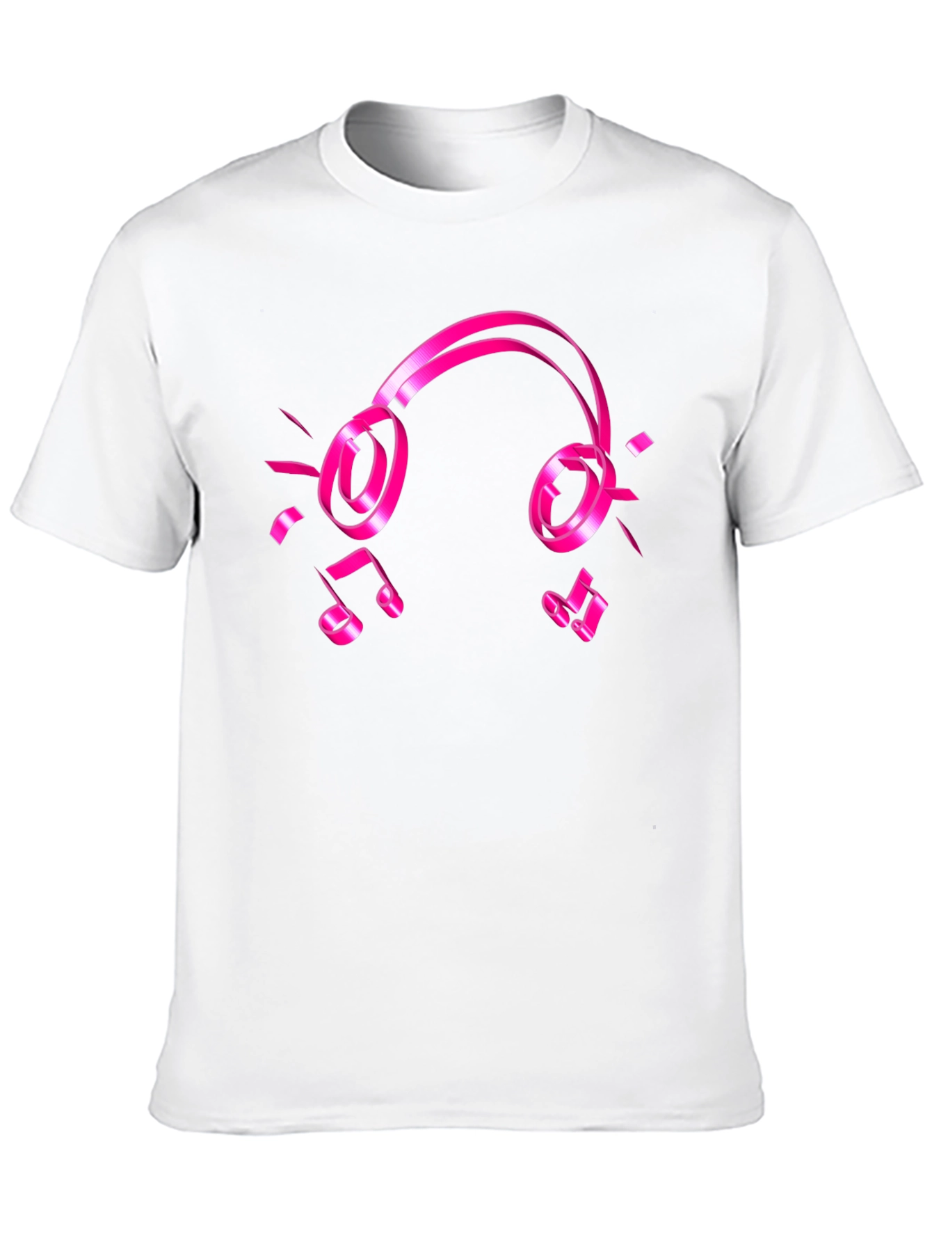 Black Black Tee with Pink Headphones and Music Notes Graphic view 10