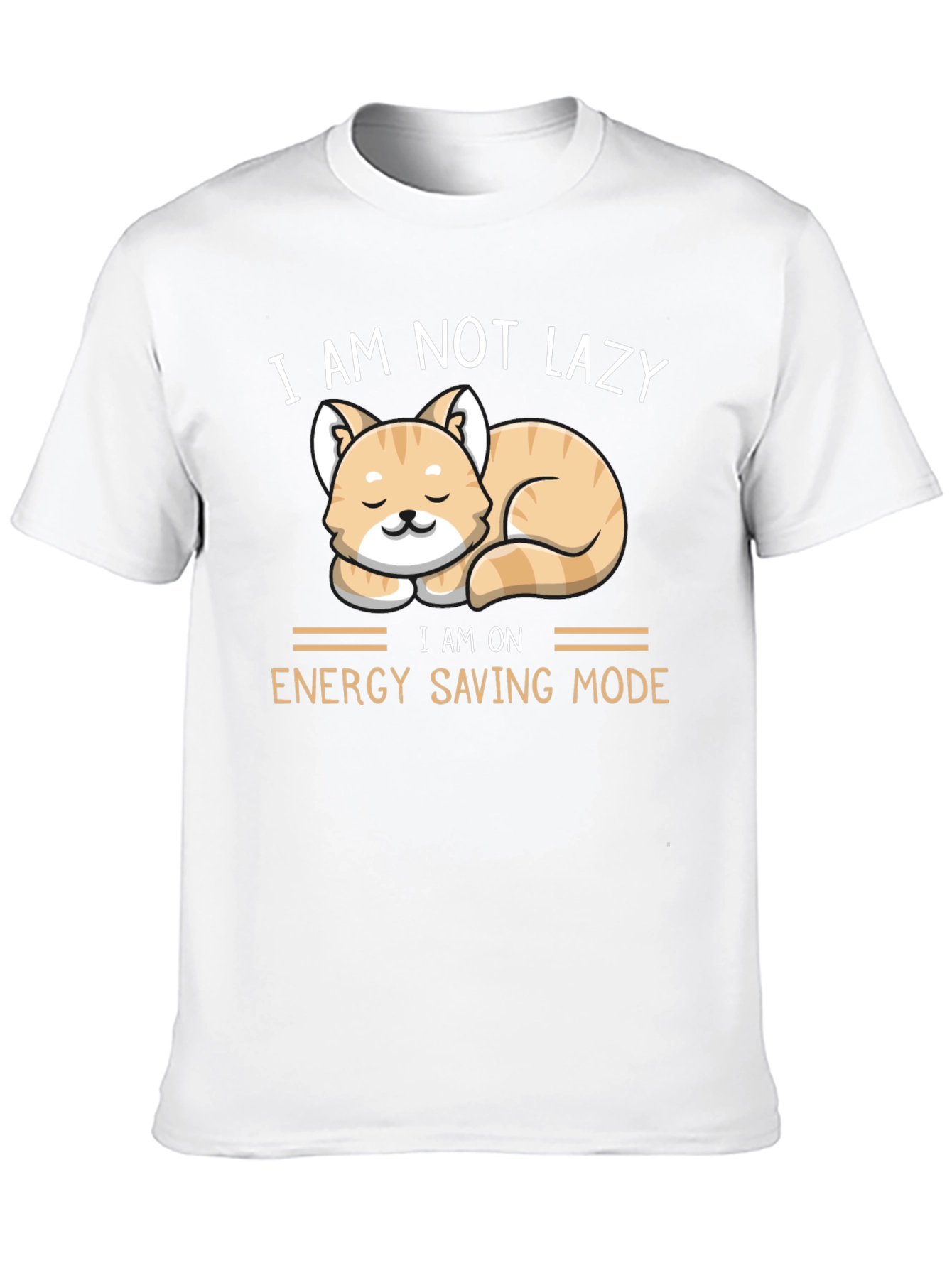 Black Funny Cat Energy Saving Mode T-Shirt view 10