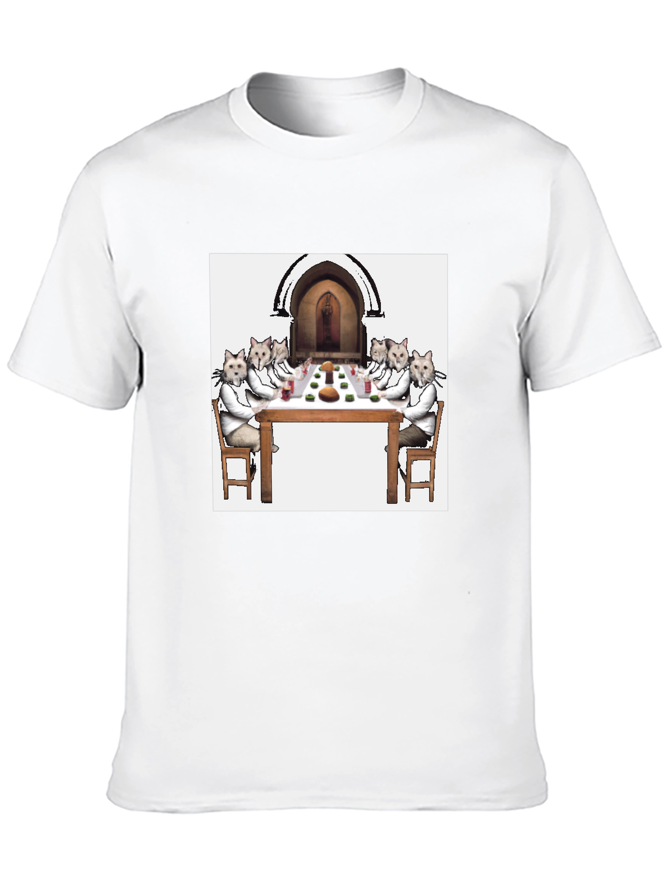 Black Cat Supper Black T-Shirt - Unique Feline Dinner Party Design view 10