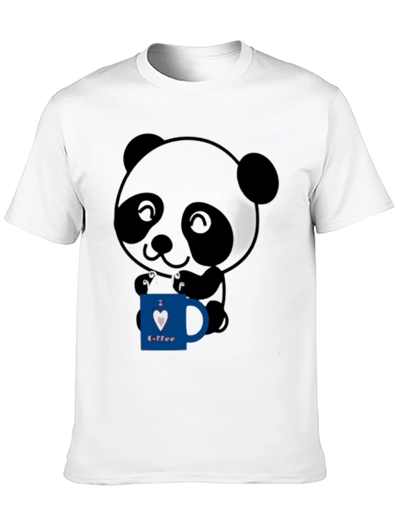 Black Cute Panda Bear I Love Coffee Graphic T-Shirt view 10