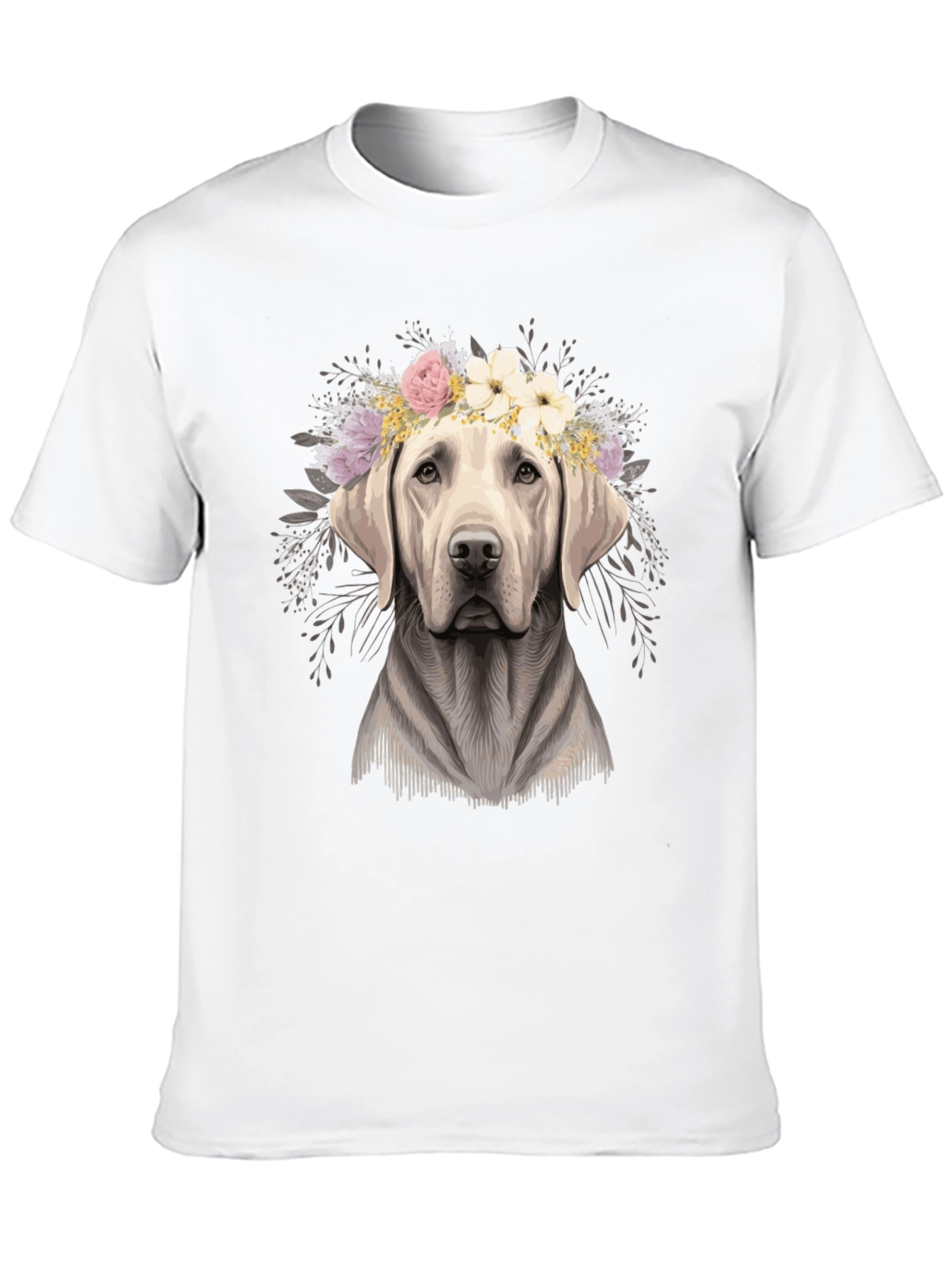 Black Dog with Flower Crown Graphic Tee - Black view 10
