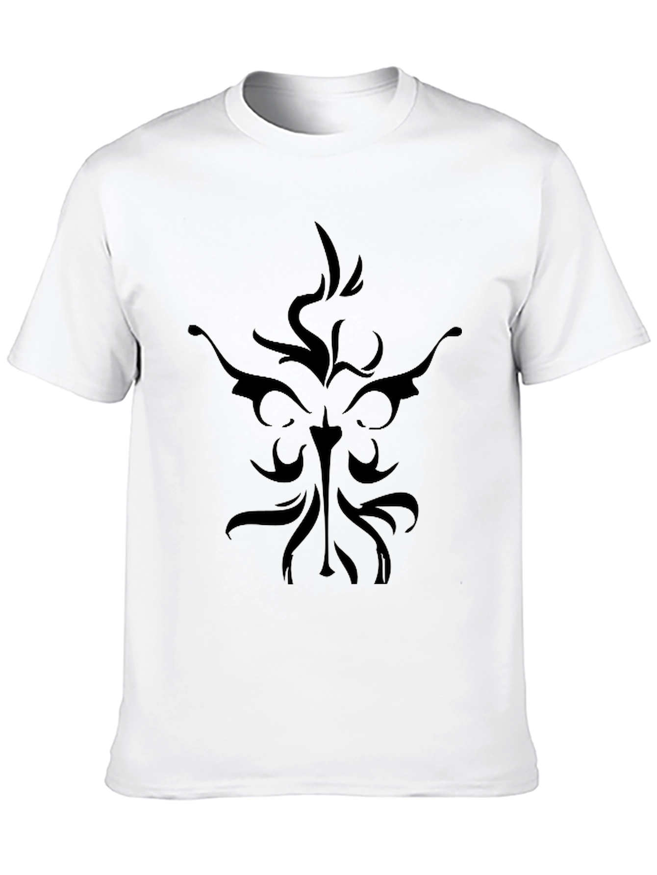 Black Men's Black T-Shirt with Abstract Design view 10