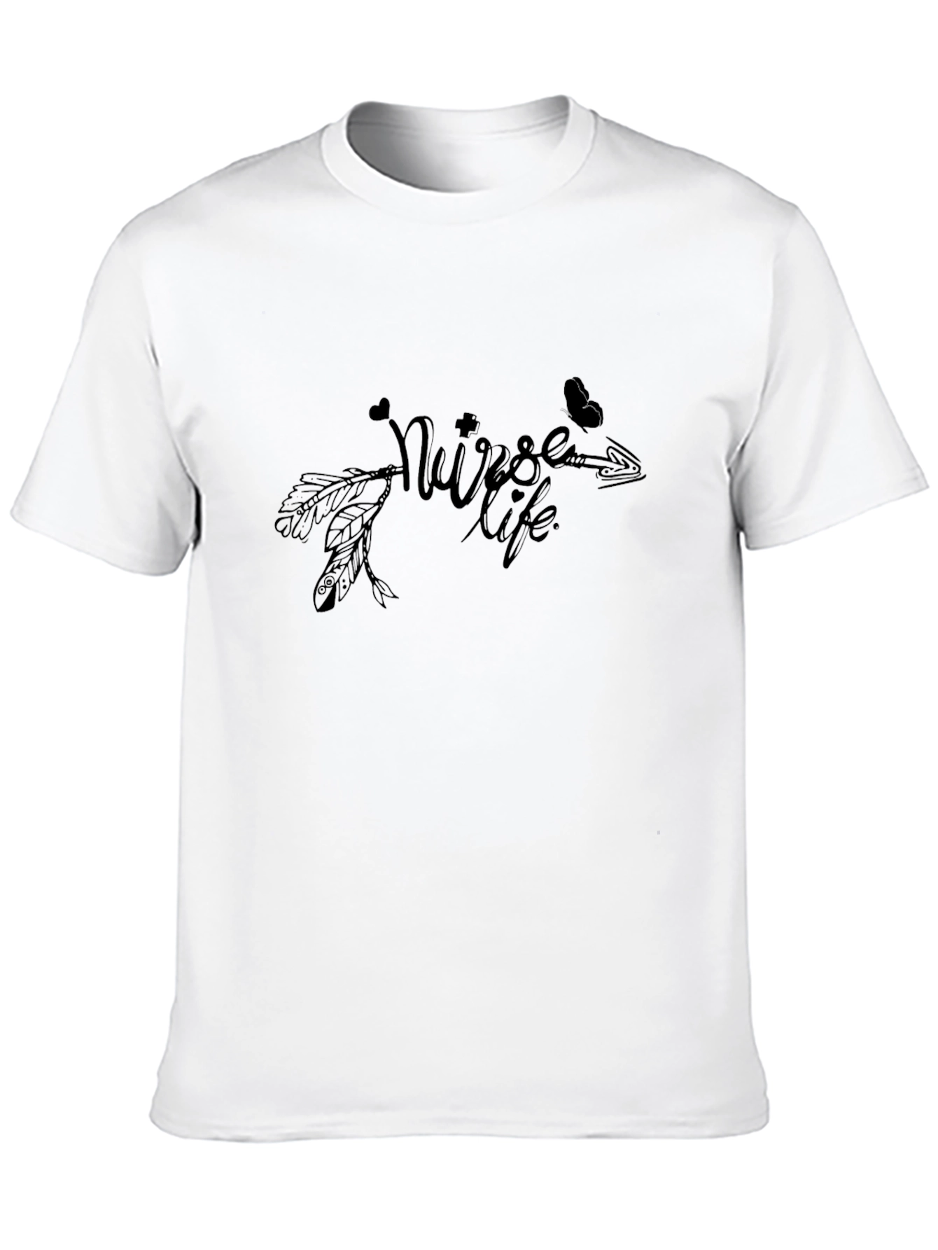 Black Nurse Life T-Shirt - Heart and Arrow Design view 10