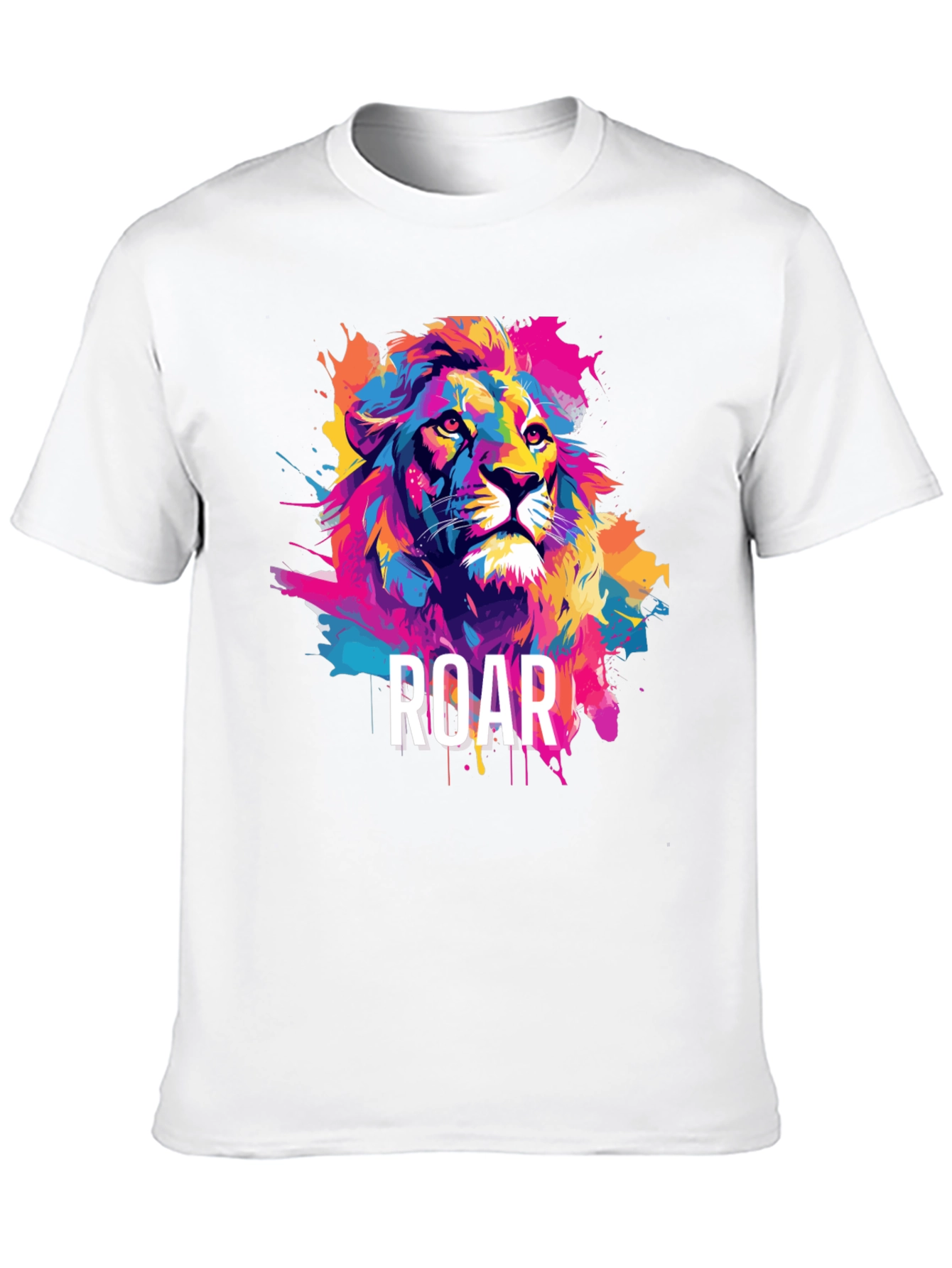 Black Colorful Lion Graphic Tee - ROAR view 10