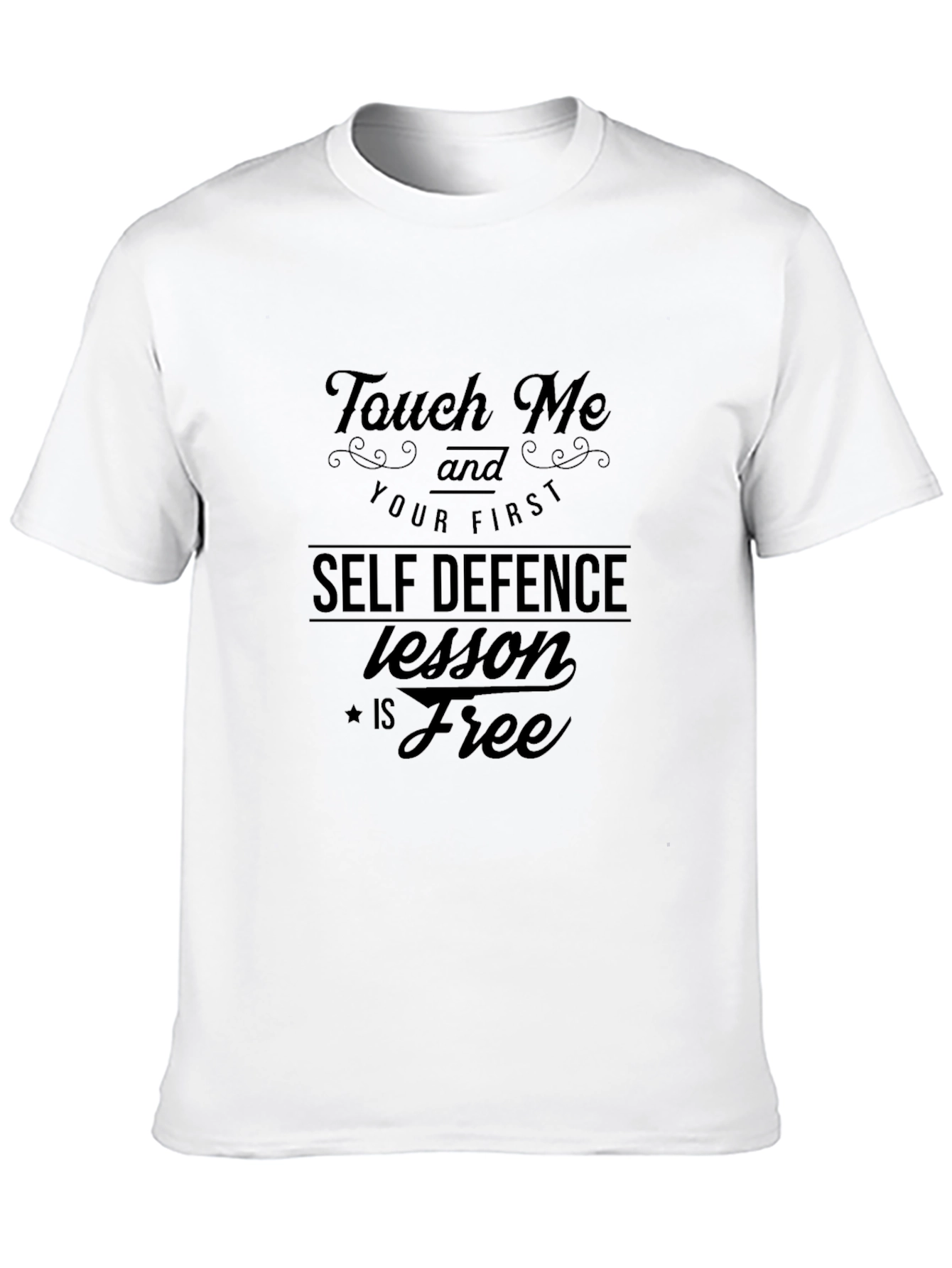 Black Touch Me Funny Self Defence T-Shirt view 10
