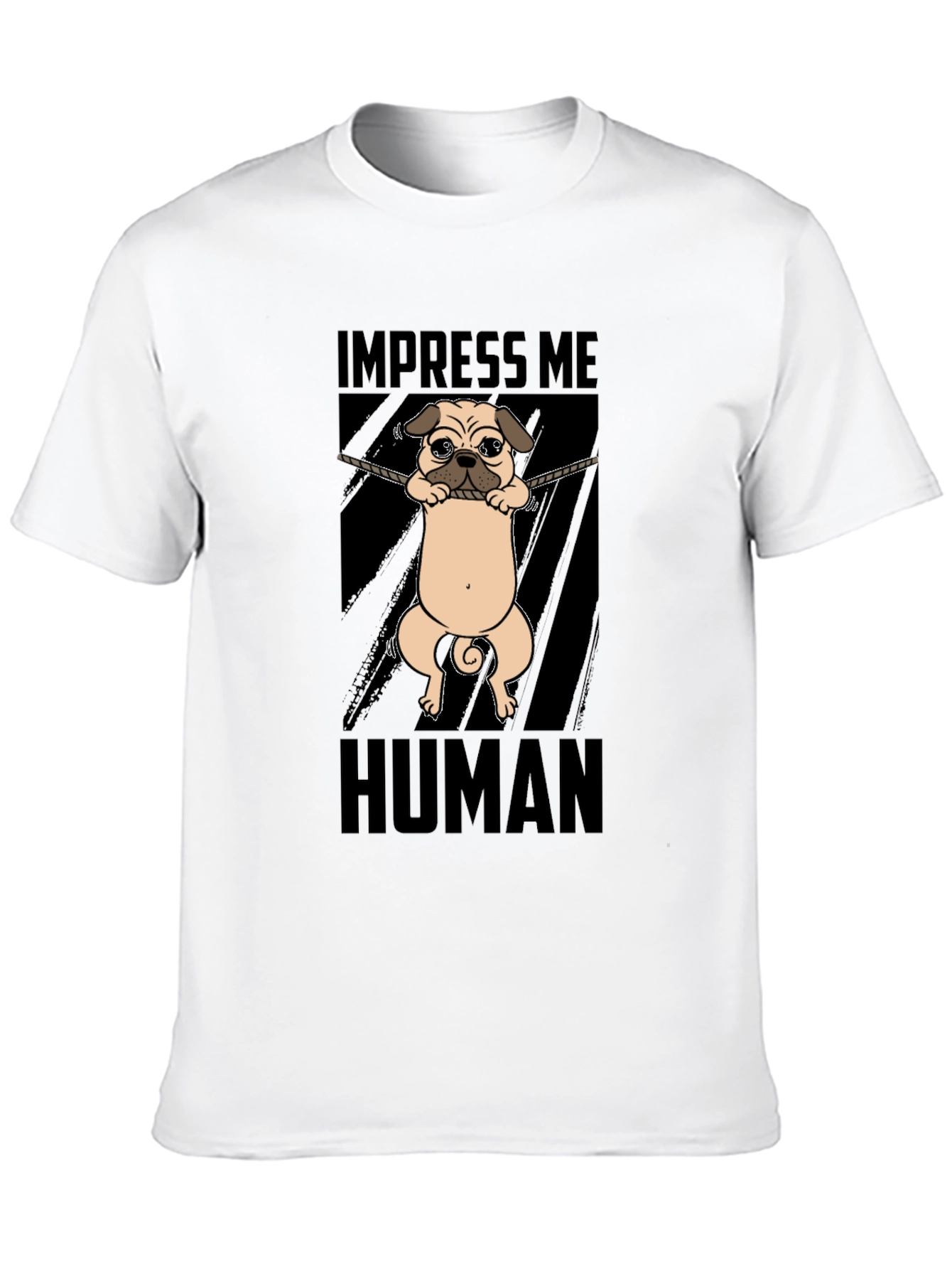 Black Impress Me Human Pug Graphic T-Shirt view 10