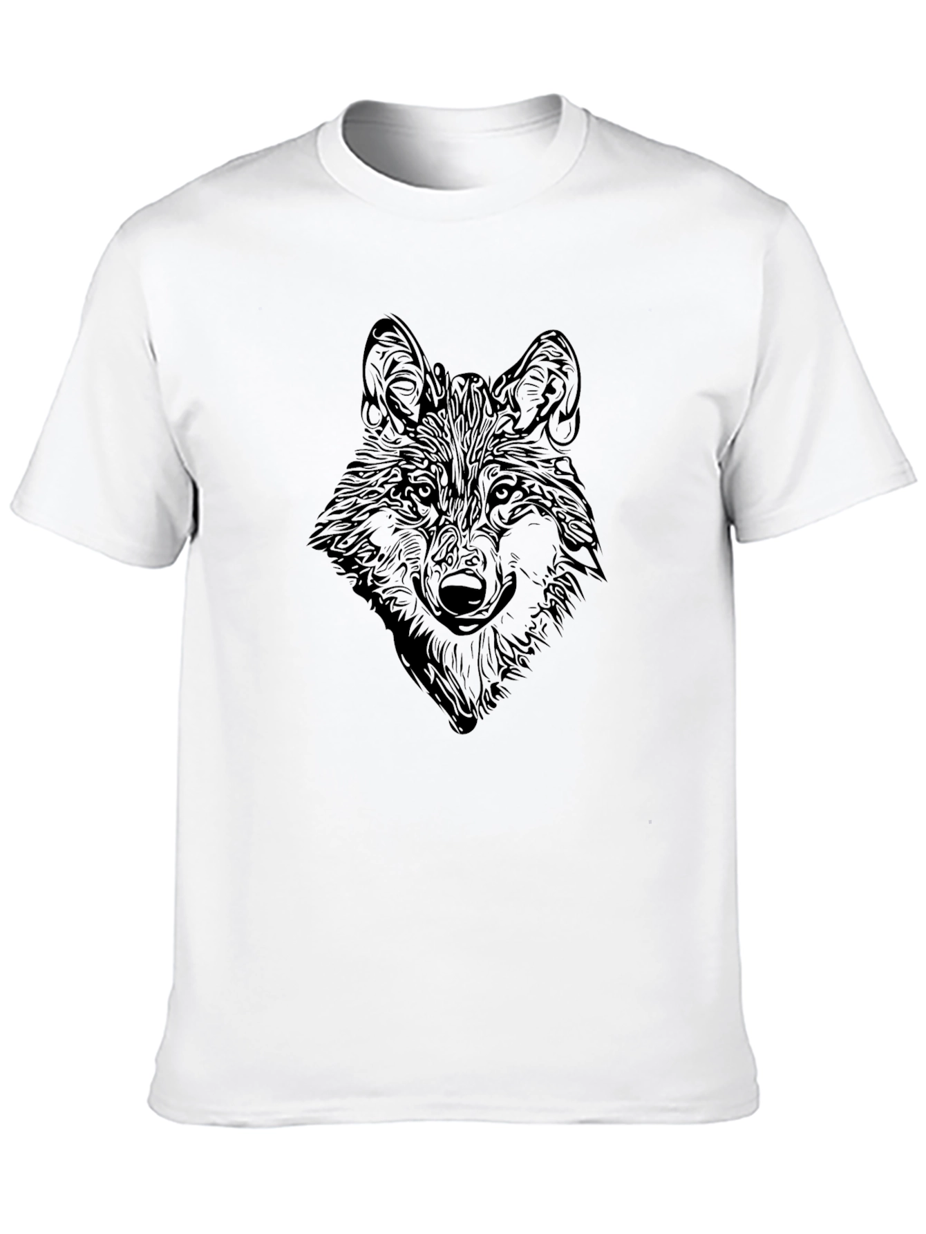 Black Wolf Graphic Print Crew Neck Tee - Black view 10