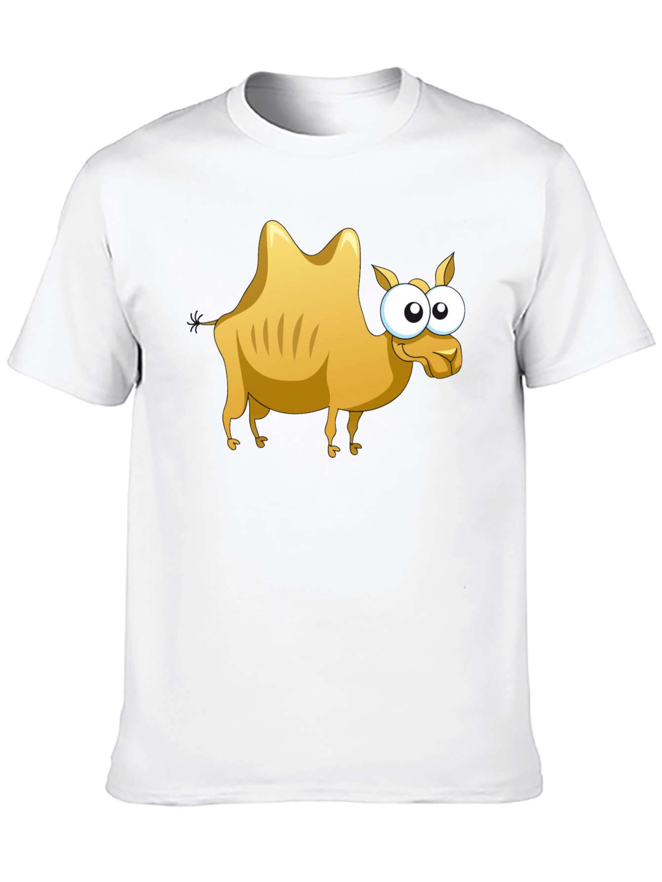 Black Cartoon Camel Graphic Tee - Black Cotton T-Shirt view 10