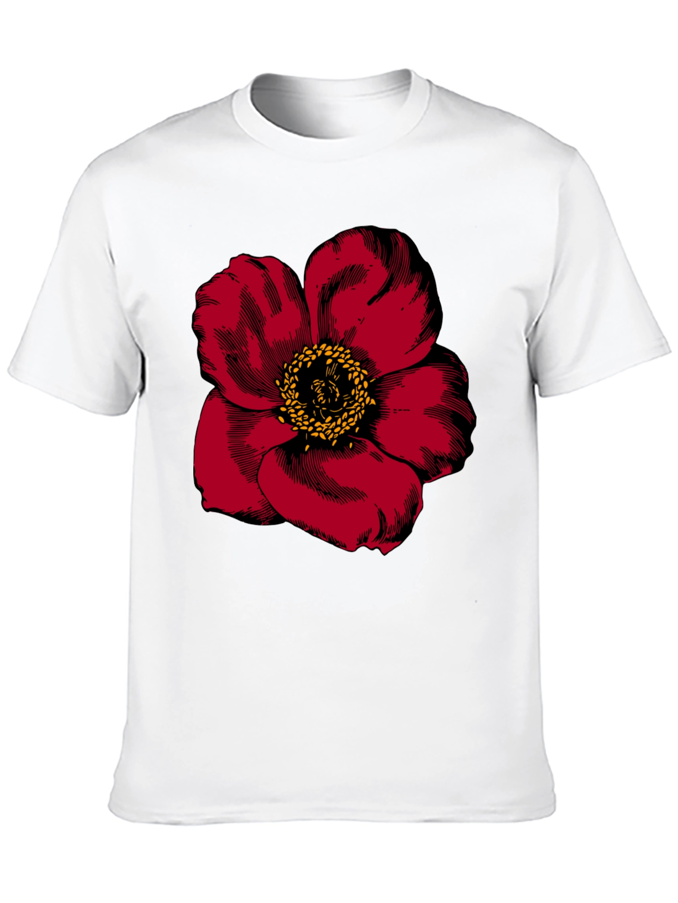 Black Bold Red Flower Graphic Tee - Men's Black T-Shirt view 10