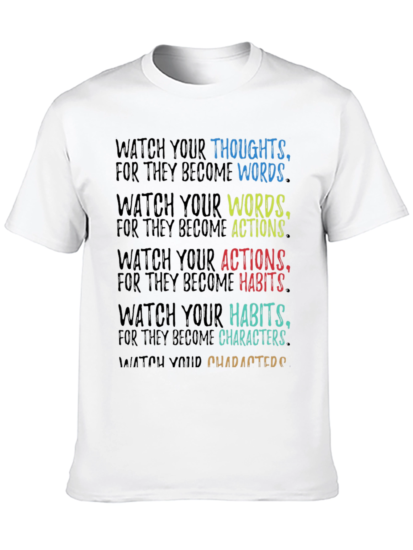 Black Inspirational Quote T-Shirt - Watch Your Thoughts view 10
