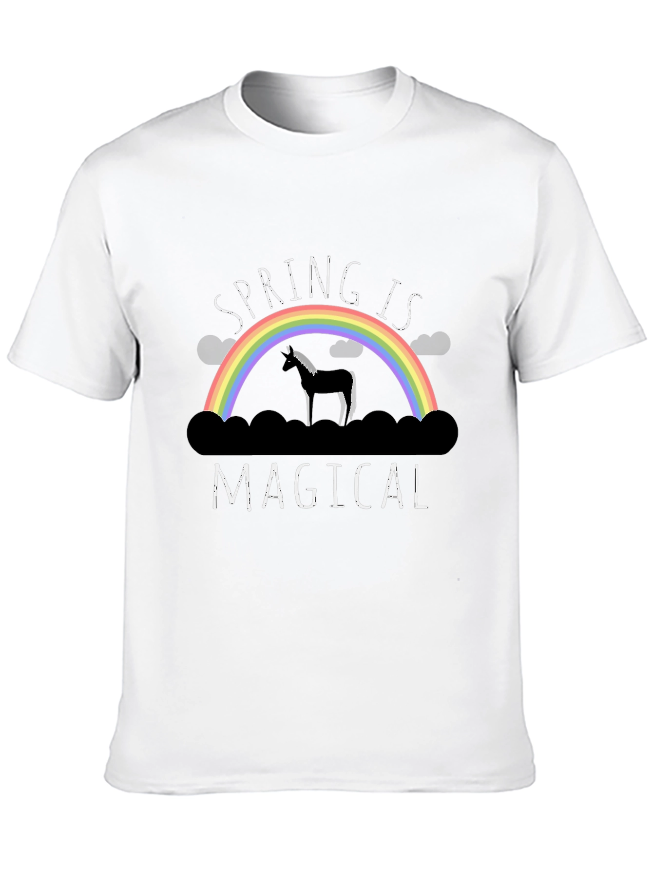 Black Spring Is Magical Unicorn Rainbow T-Shirt view 10