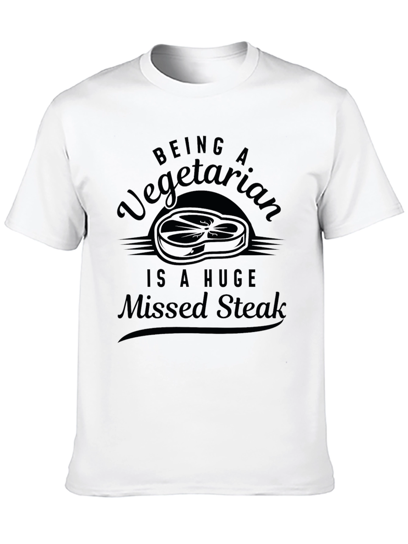 Black Funny Vegetarian Missed Steak Graphic T-Shirt view 10