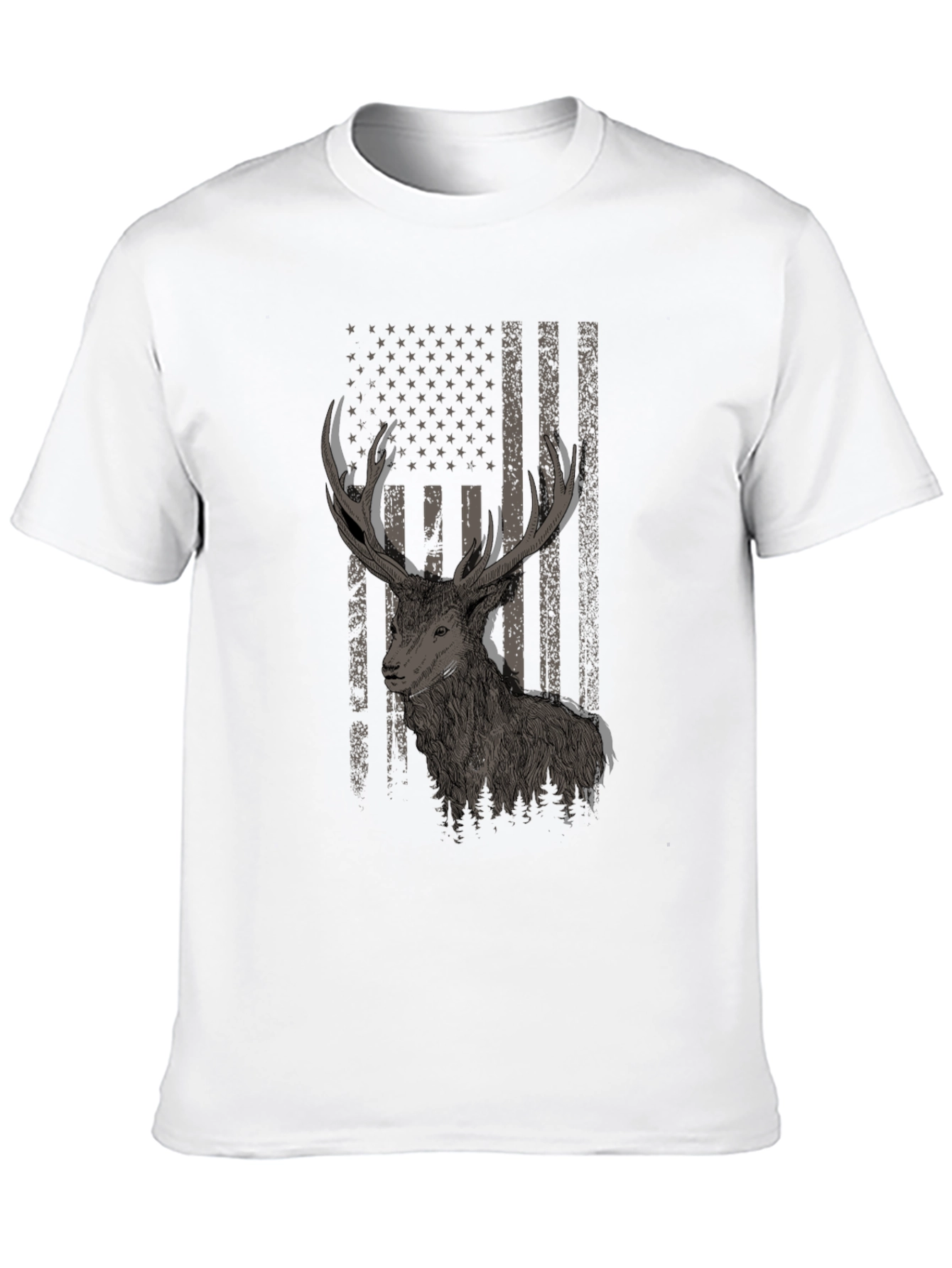 Black Deer Flag Graphic Tee - Black Cotton Blend view 10