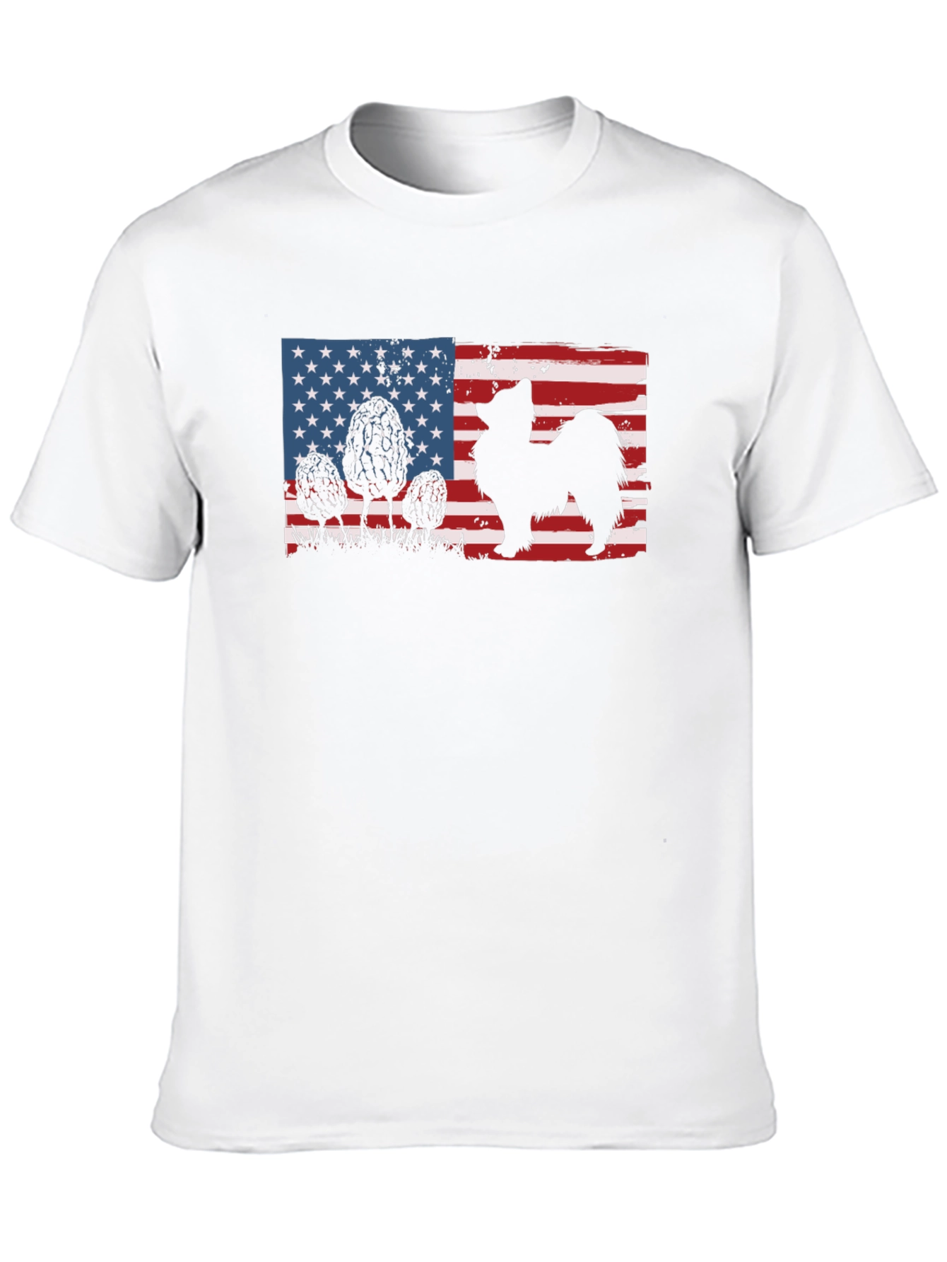 Black American Flag Dog Silhouette T-Shirt view 10