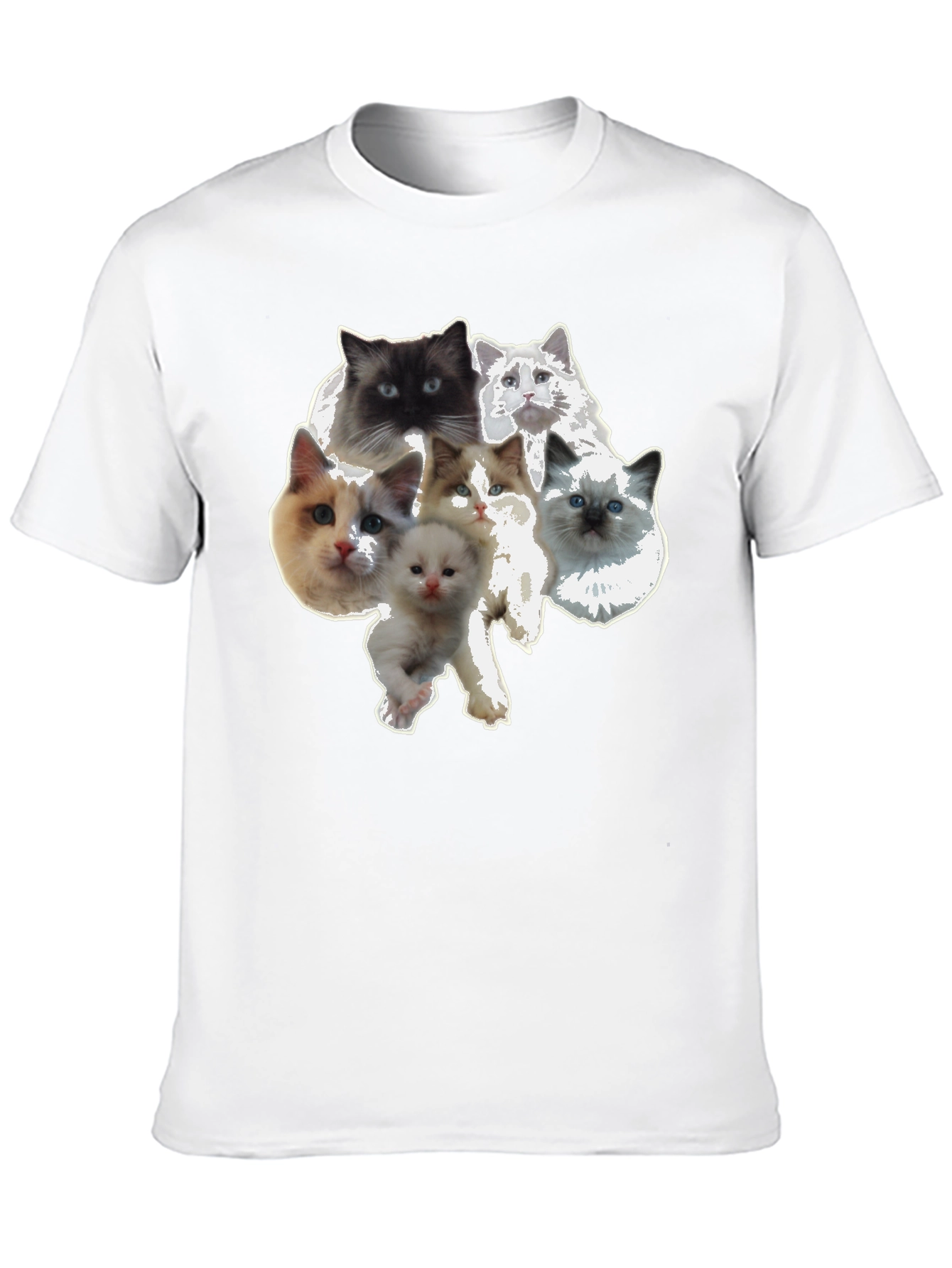 Black Cute Cat Faces Black T-Shirt view 10
