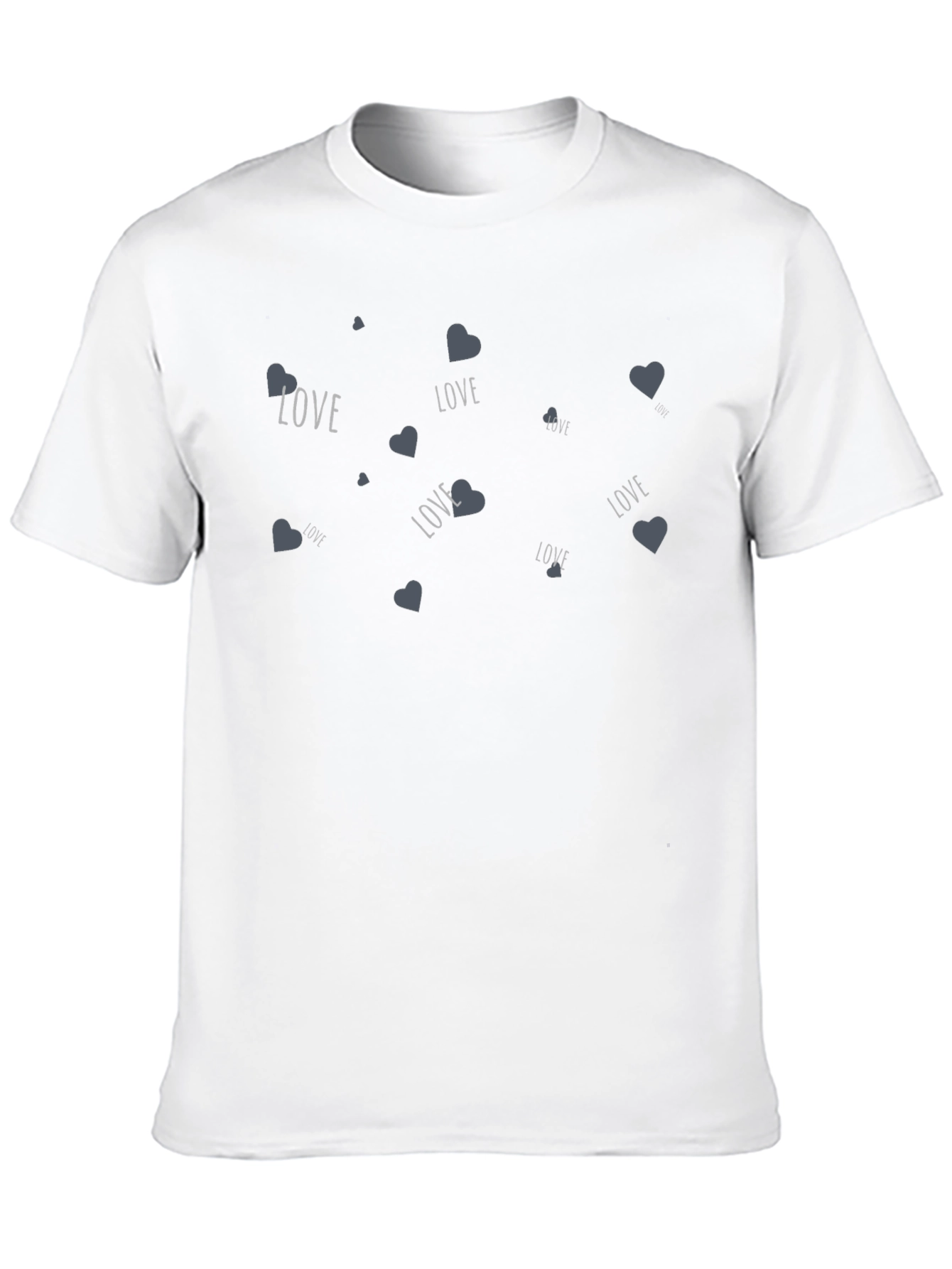 Black Love Heart Print Black Crew Neck T-Shirt view 10