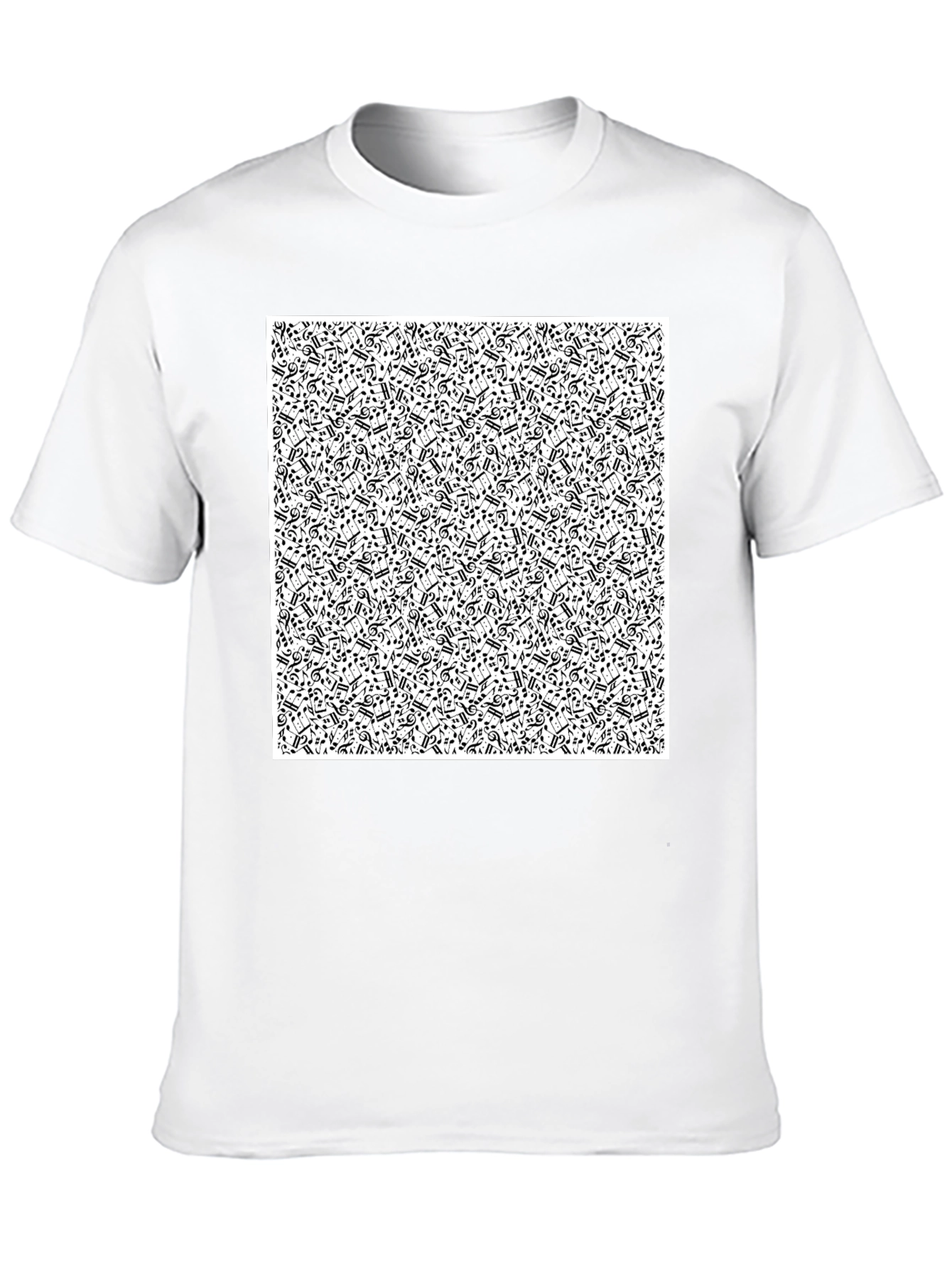 Black Musical Notes Pattern Black T-Shirt view 10