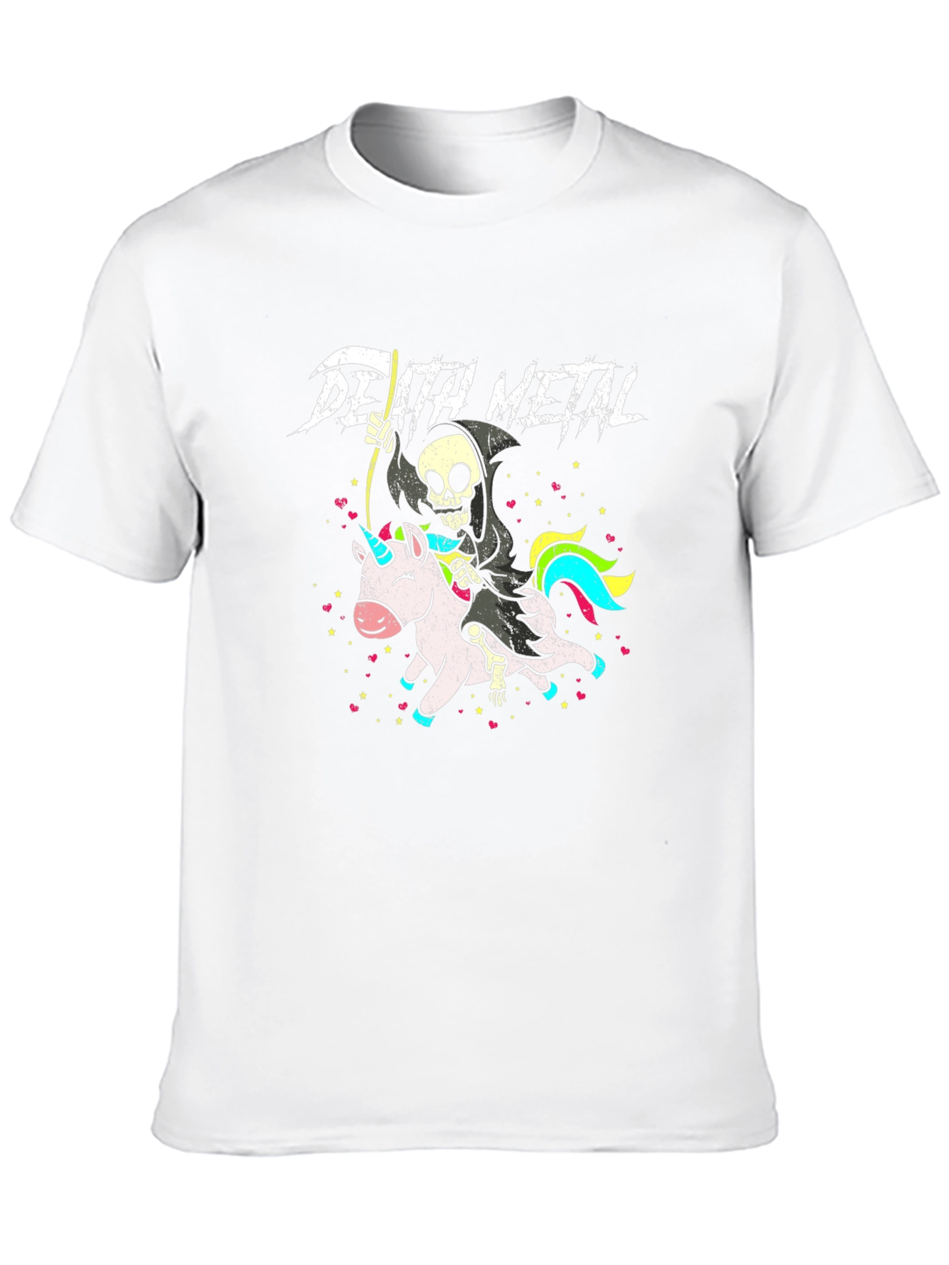 Black Death Metal Grim Reaper Unicorn Graphic T-Shirt view 10