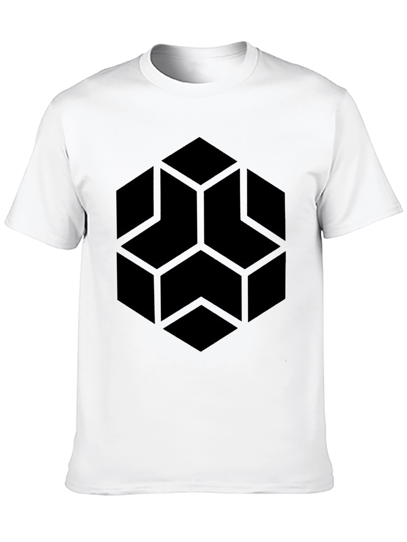 Black Geometric Hexagon Graphic Black T-Shirt view 10