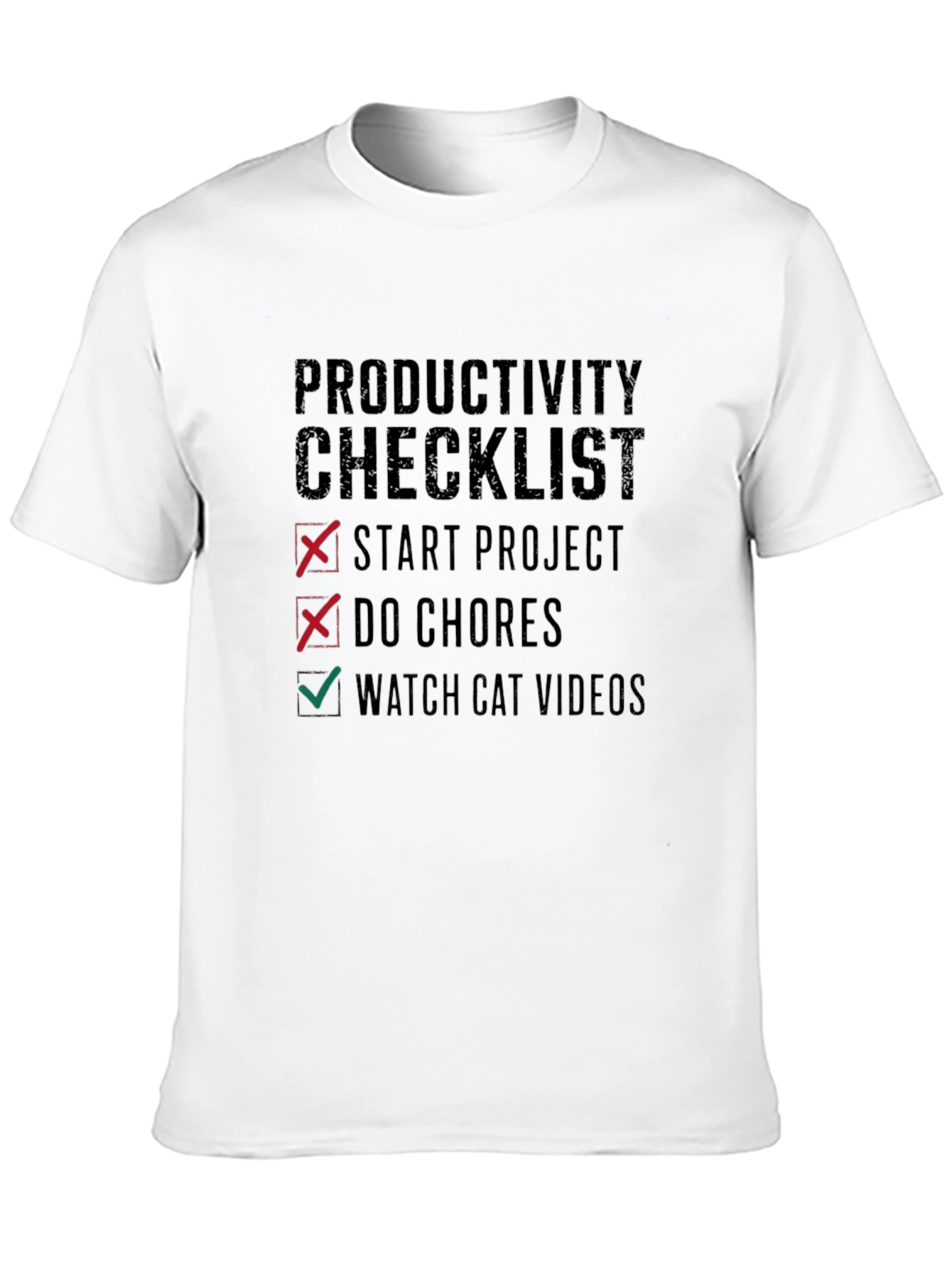 Black Productivity Checklist Graphic Tee - Watch Cat Videos! view 10