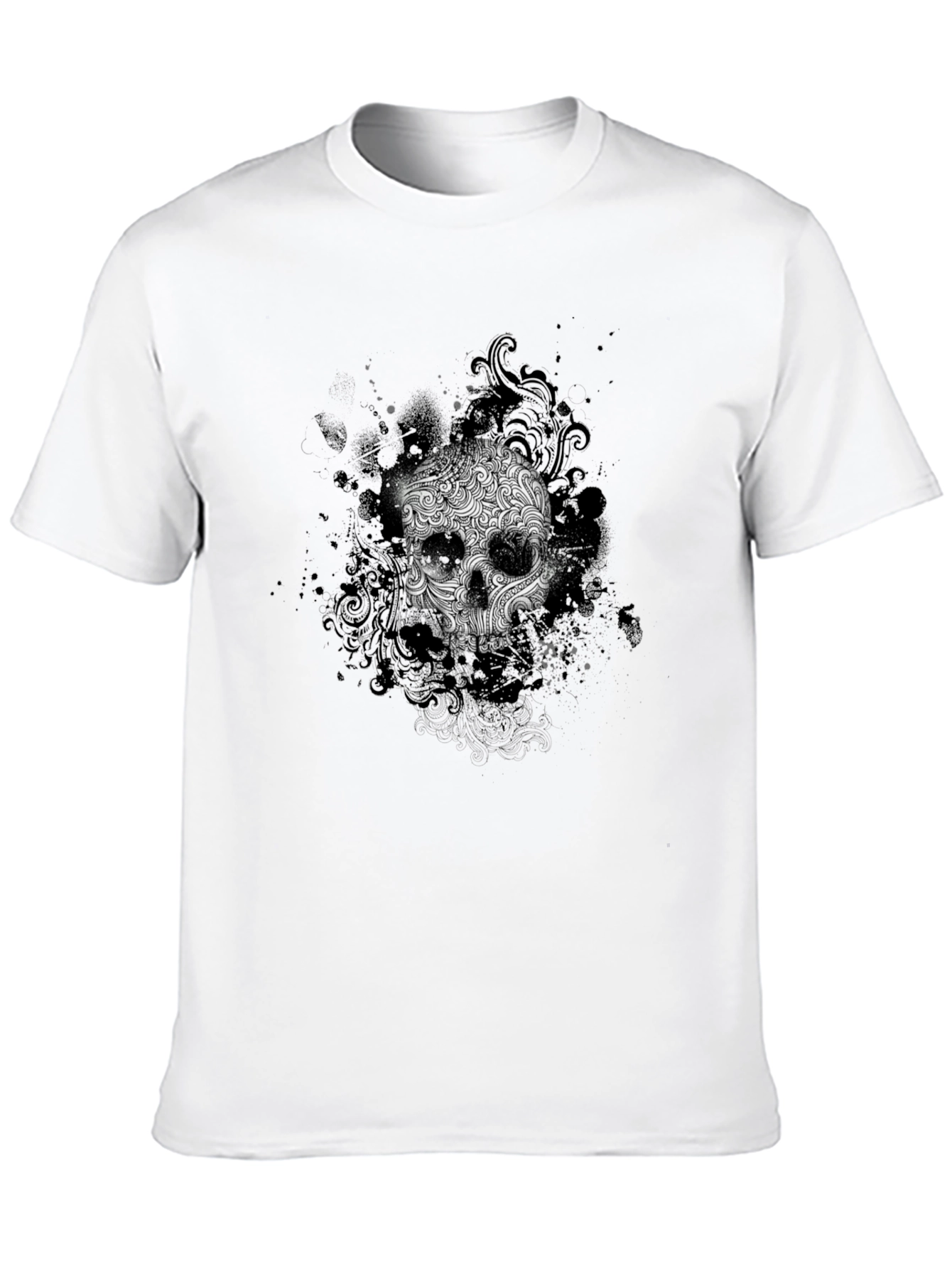 Black Skull Graphic Black T-Shirt - Artistic Design view 10