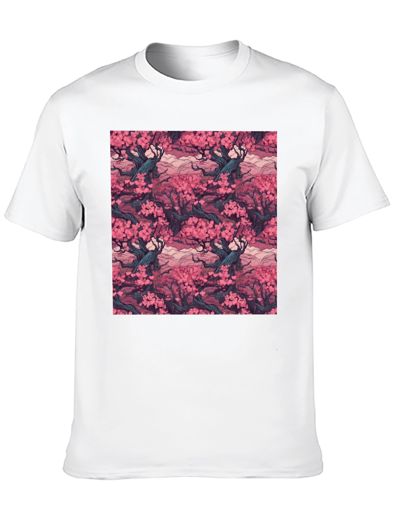 Black Cherry Blossom T-Shirt, Black, Relaxed Fit view 10