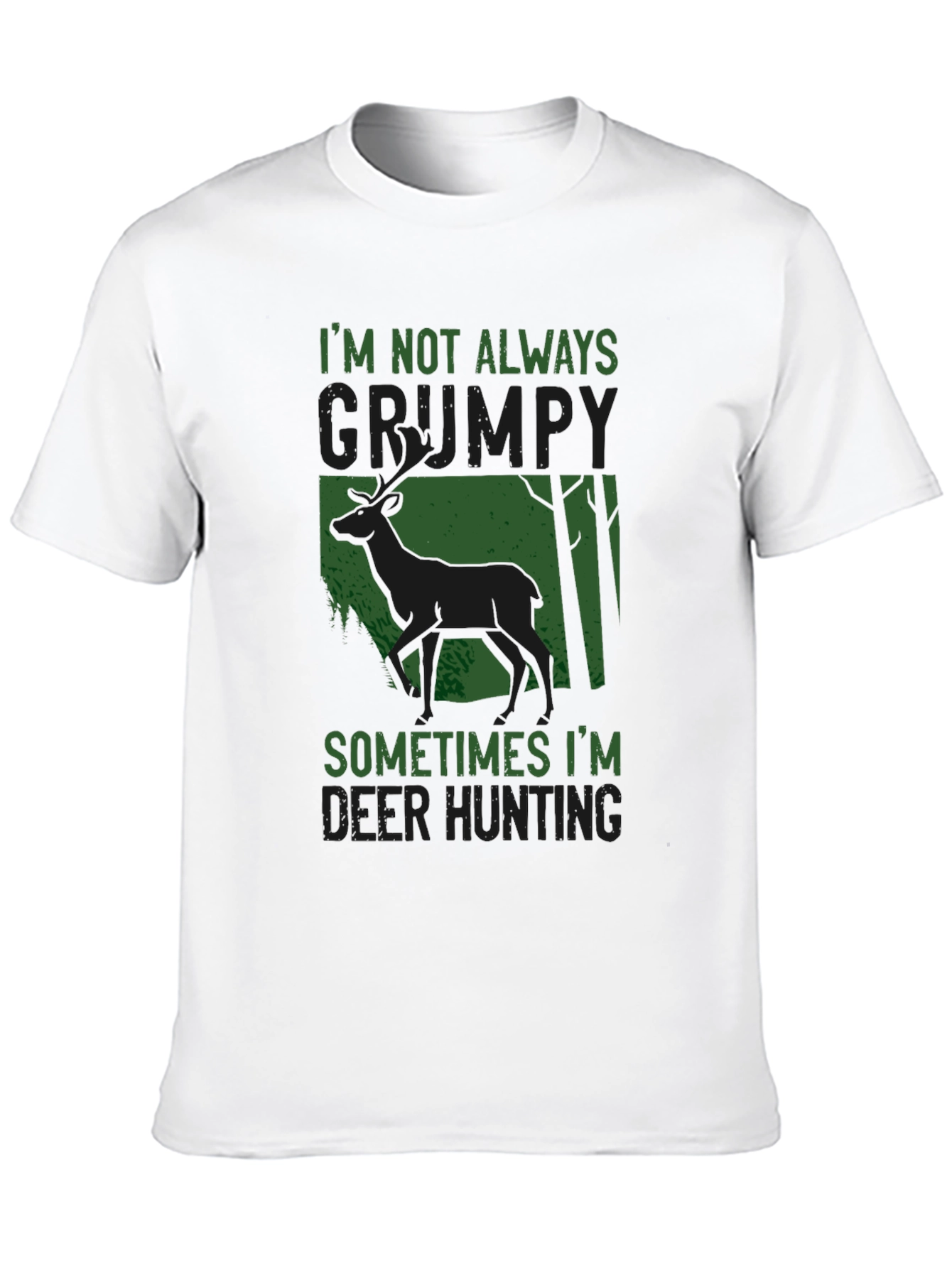 Black Grumpy Deer Hunting T-Shirt: Funny Graphic Tee view 10