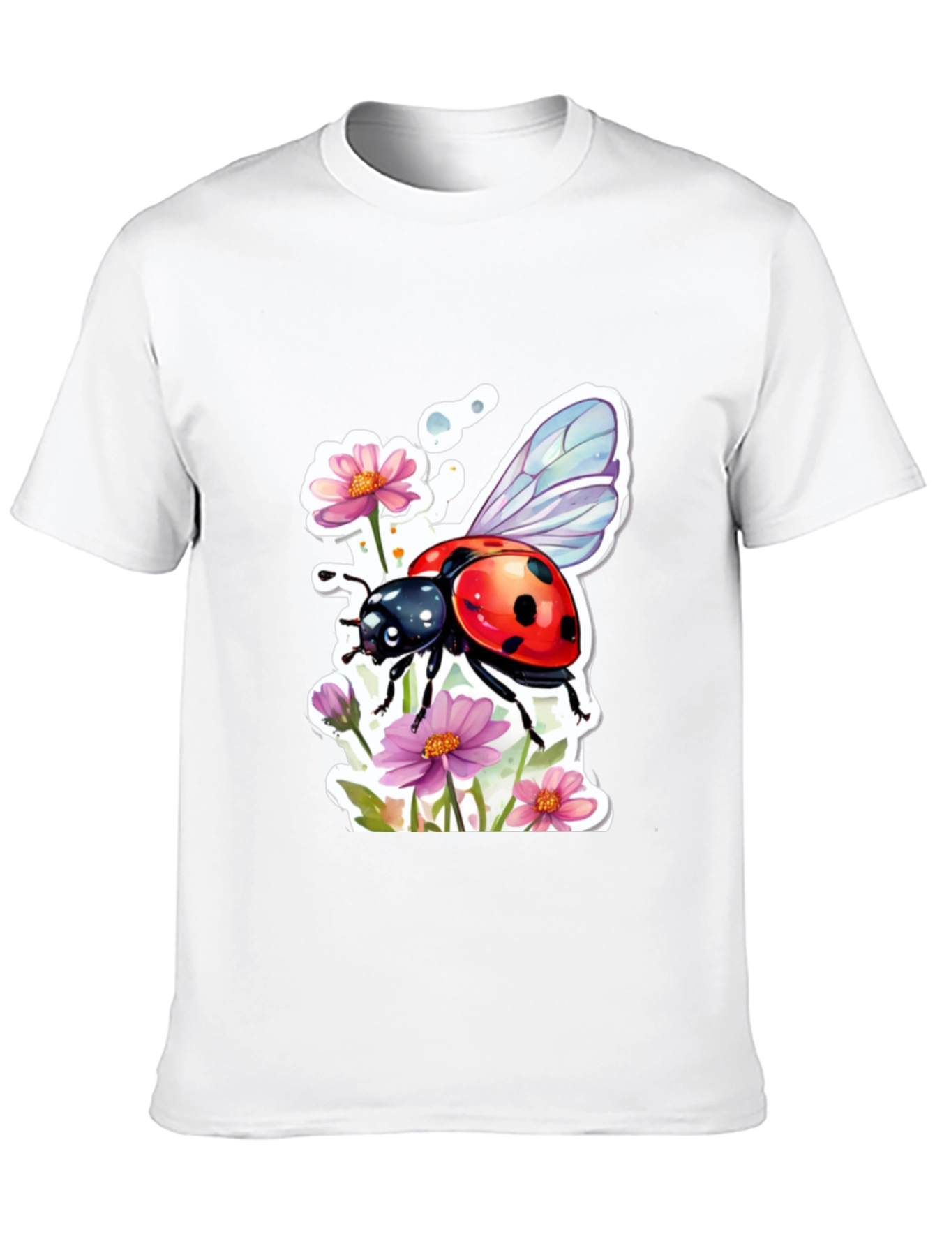 Black Ladybug & Floral Graphic Tee - Trendy Black T-Shirt view 10