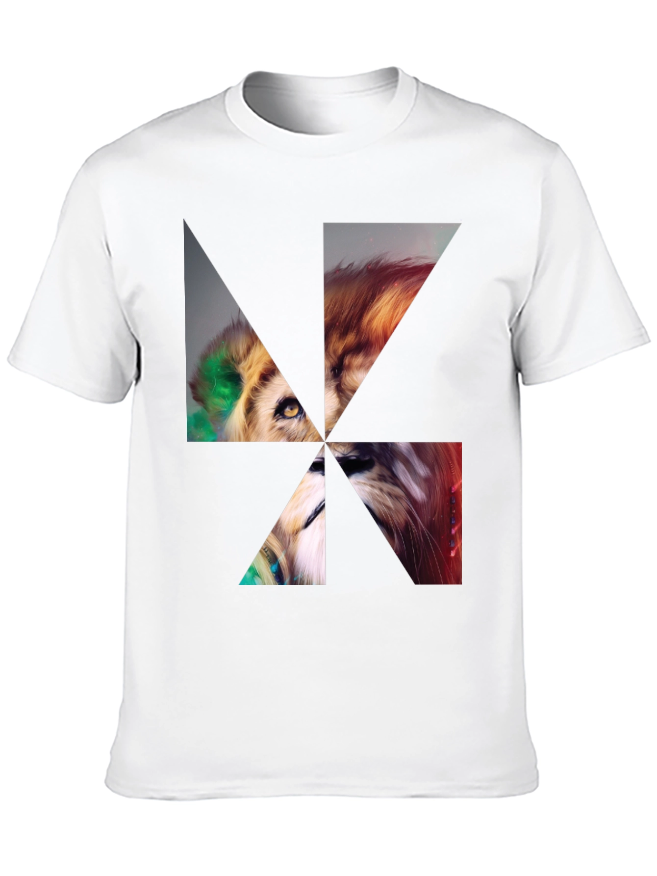 Black Abstract Lion Head Graphic T-Shirt view 10