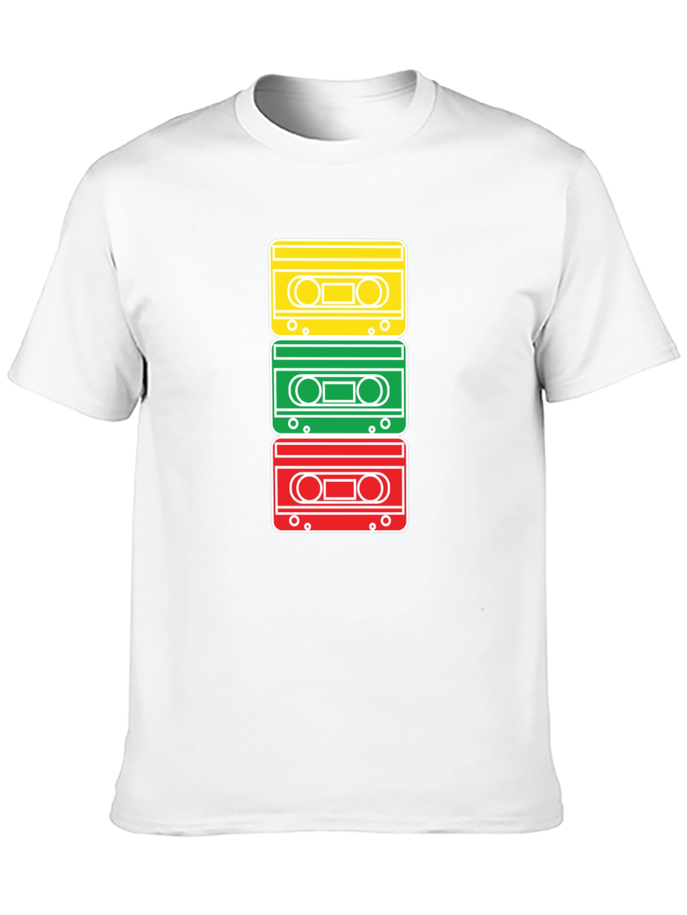 Black Retro Cassette Tape Stack Graphic T-Shirt view 10