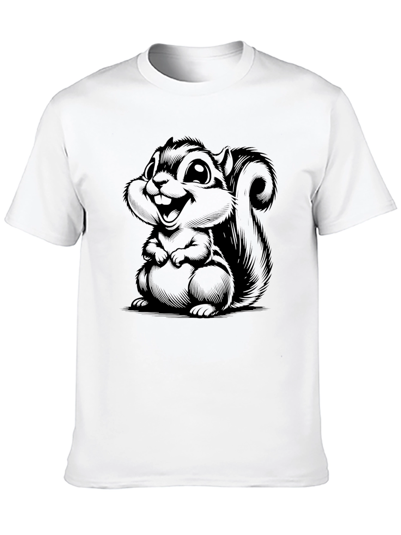 Black Cartoon Squirrel Graphic Tee - Soft Black T-Shirt view 10