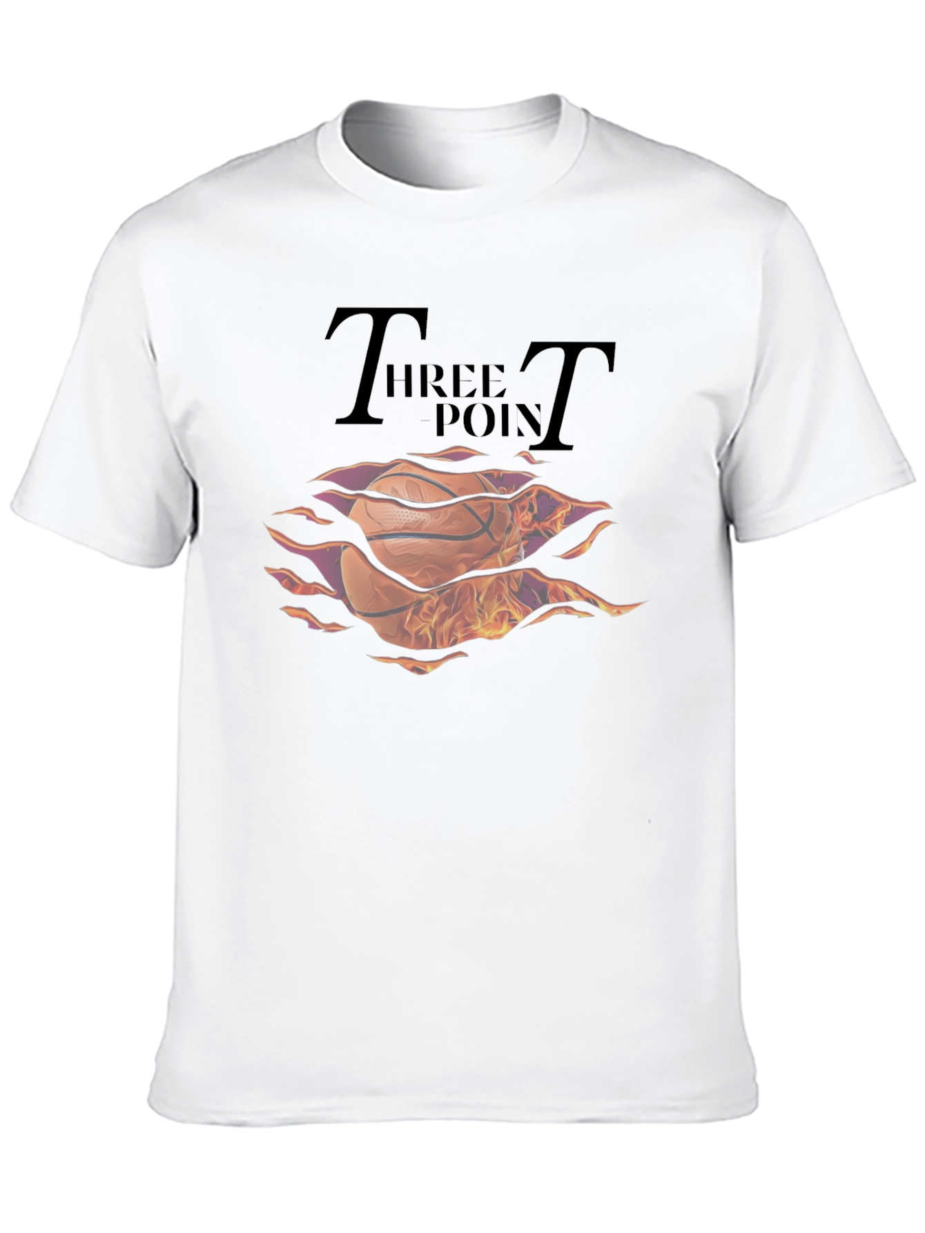 Black Flaming Basketball Three Point T-Shirt view 10