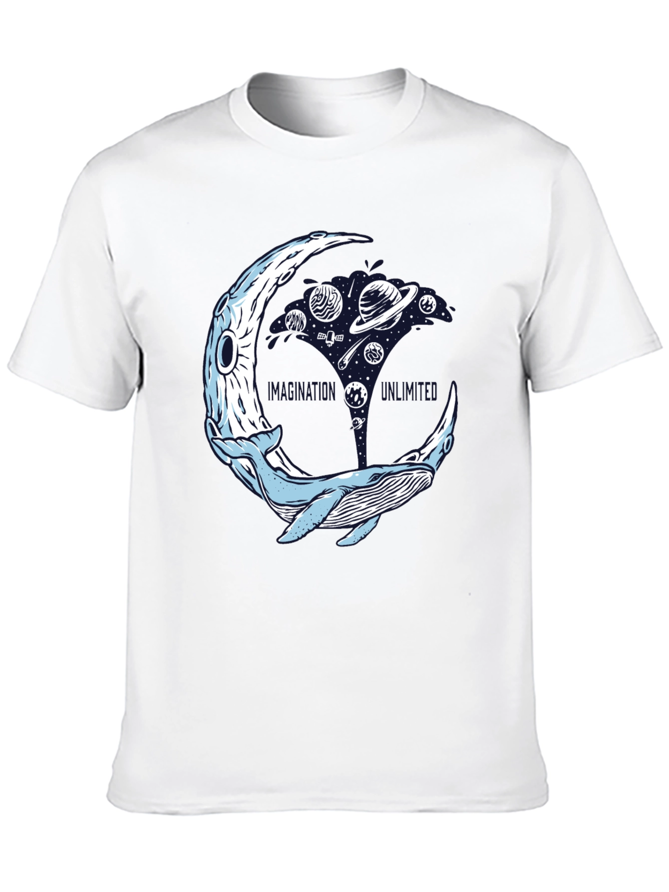 Black Cosmic Whale T-Shirt - Space Moon view 10