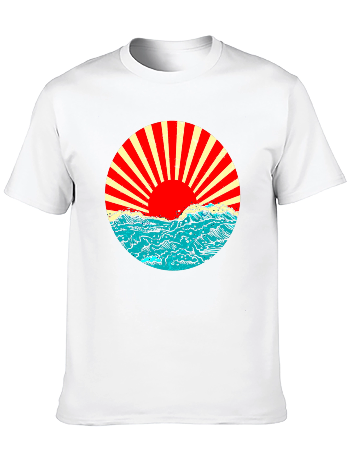 Black Rising Sun Ocean Wave Graphic Tee - Black view 10