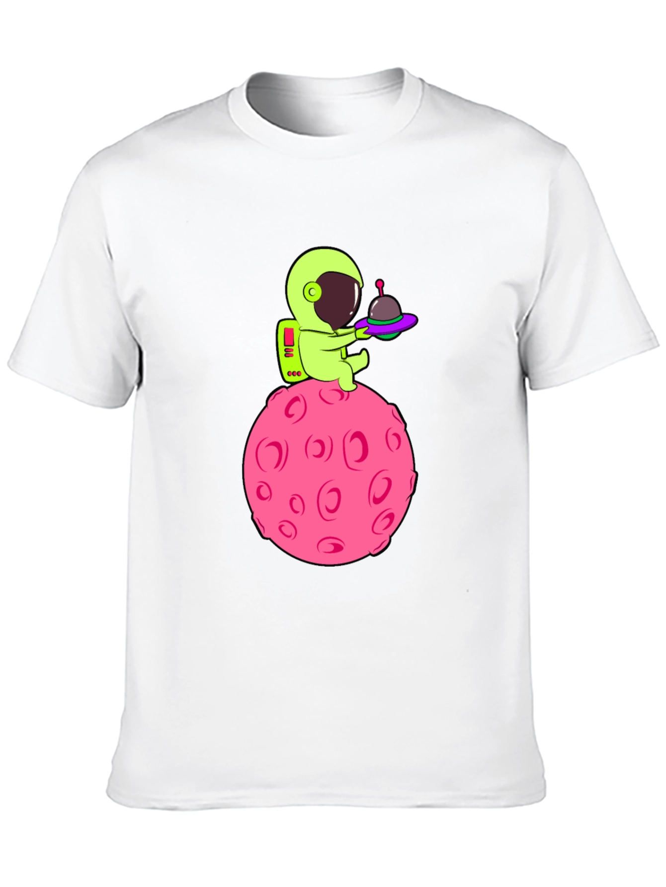 Black Astronaut on Pink Moon Graphic T-Shirt view 10