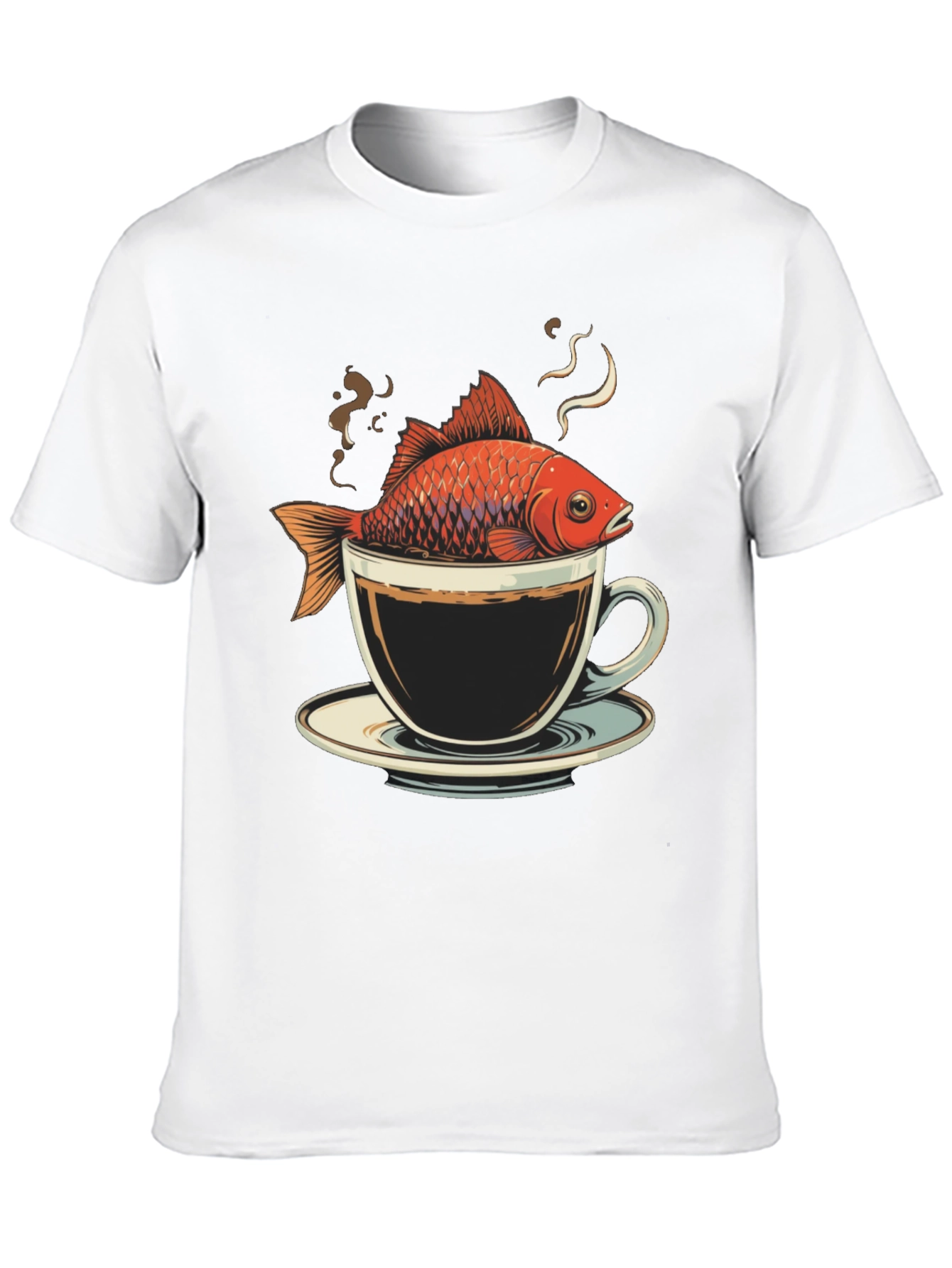 Black Fish in Coffee Cup T-Shirt - Unique Graphic Tee view 10